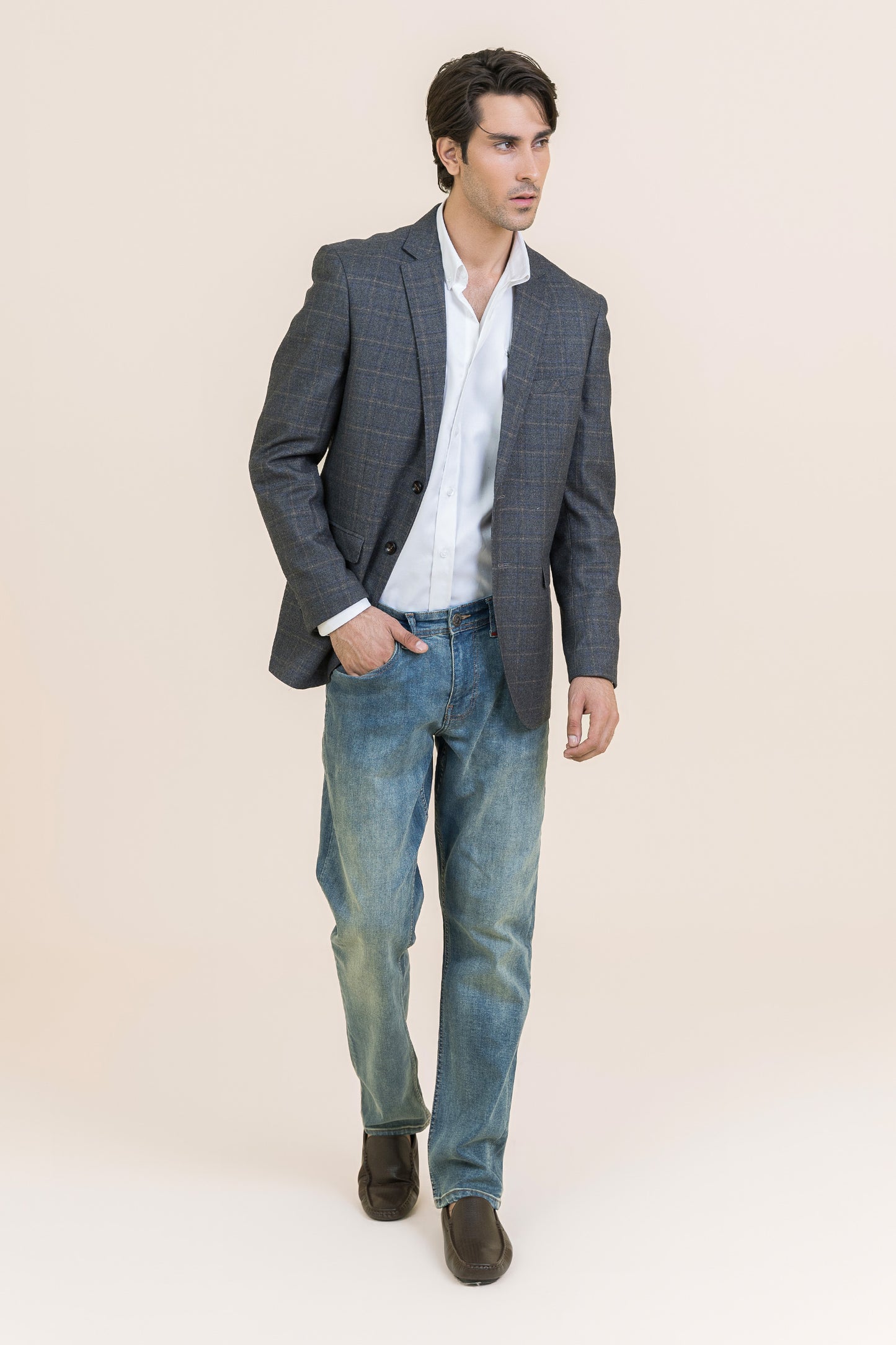 GRAY COLOR TWEED COAT - SELF CHECK – 9053-03