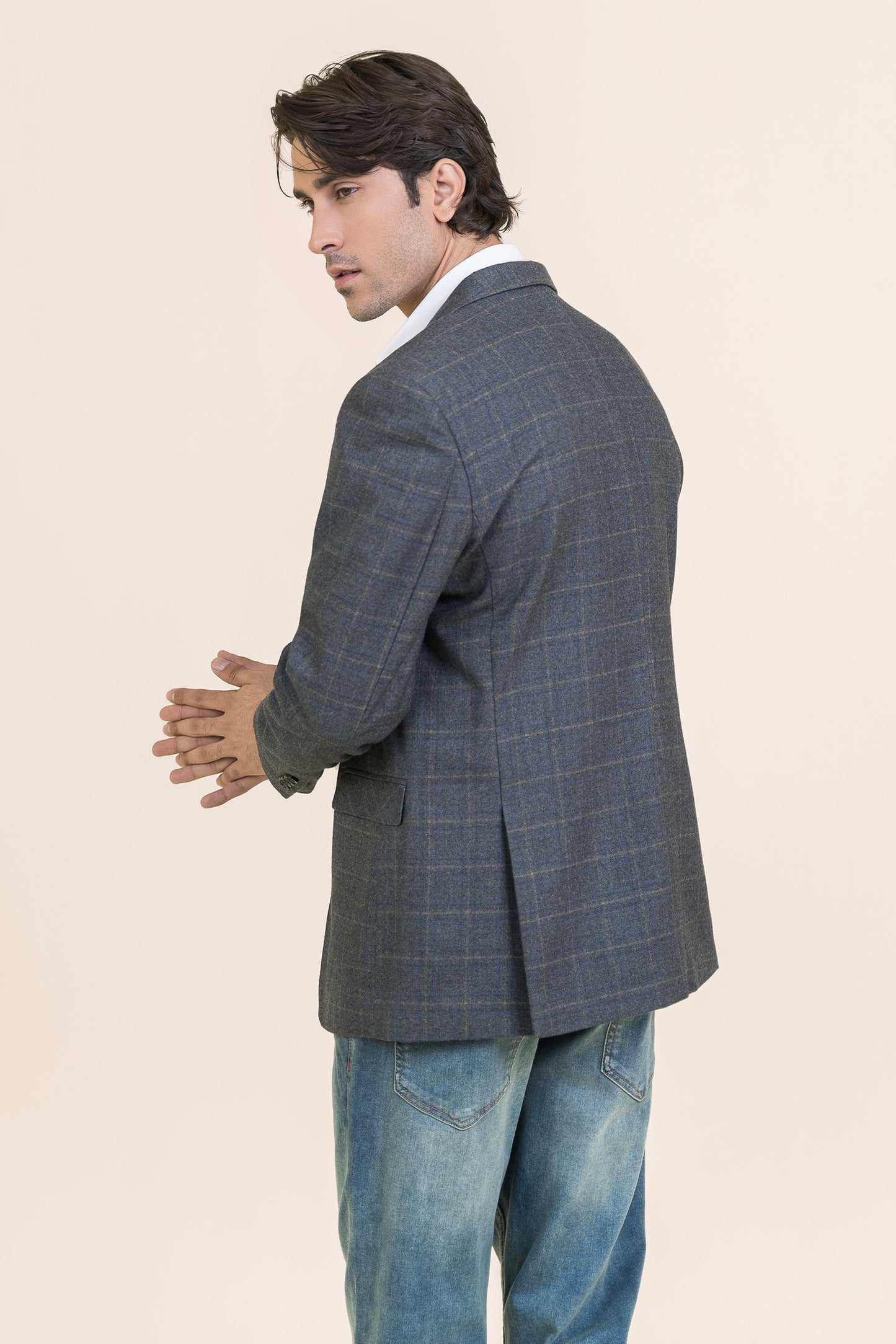 GRAY COLOR TWEED COAT - SELF CHECK – 9053-03