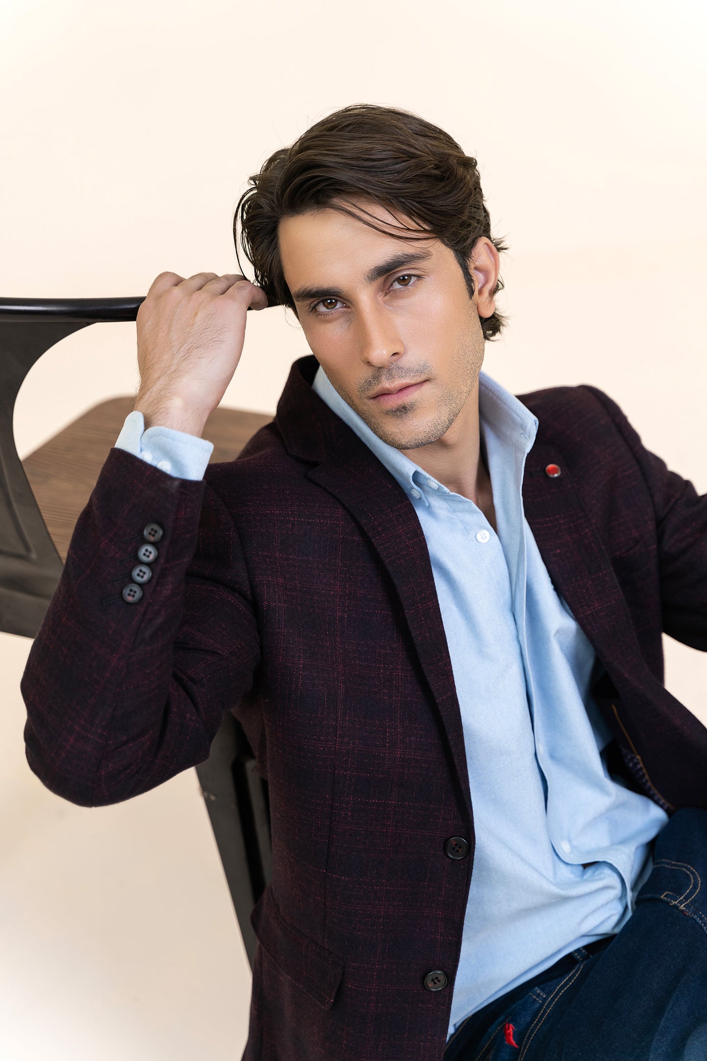 MAROON COLOR TWEED COAT - SELF DESIGN – 9061-14