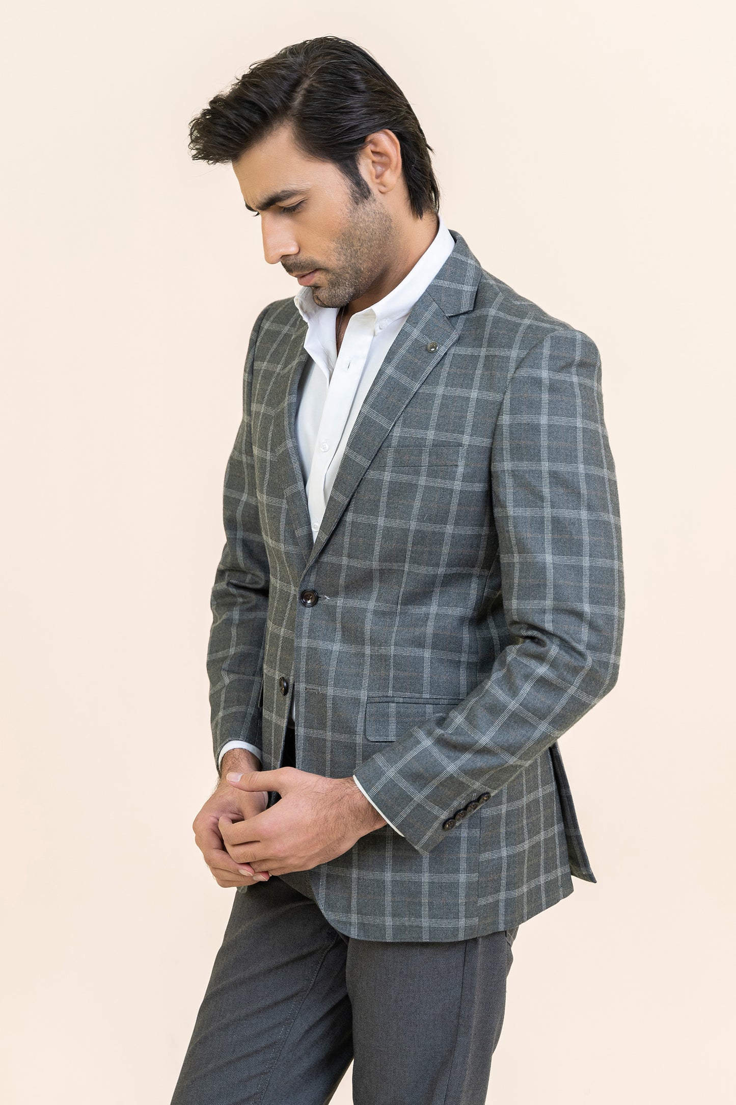 LIGHT GRAY COLOR TWEED COAT - CHECK– 9050-22