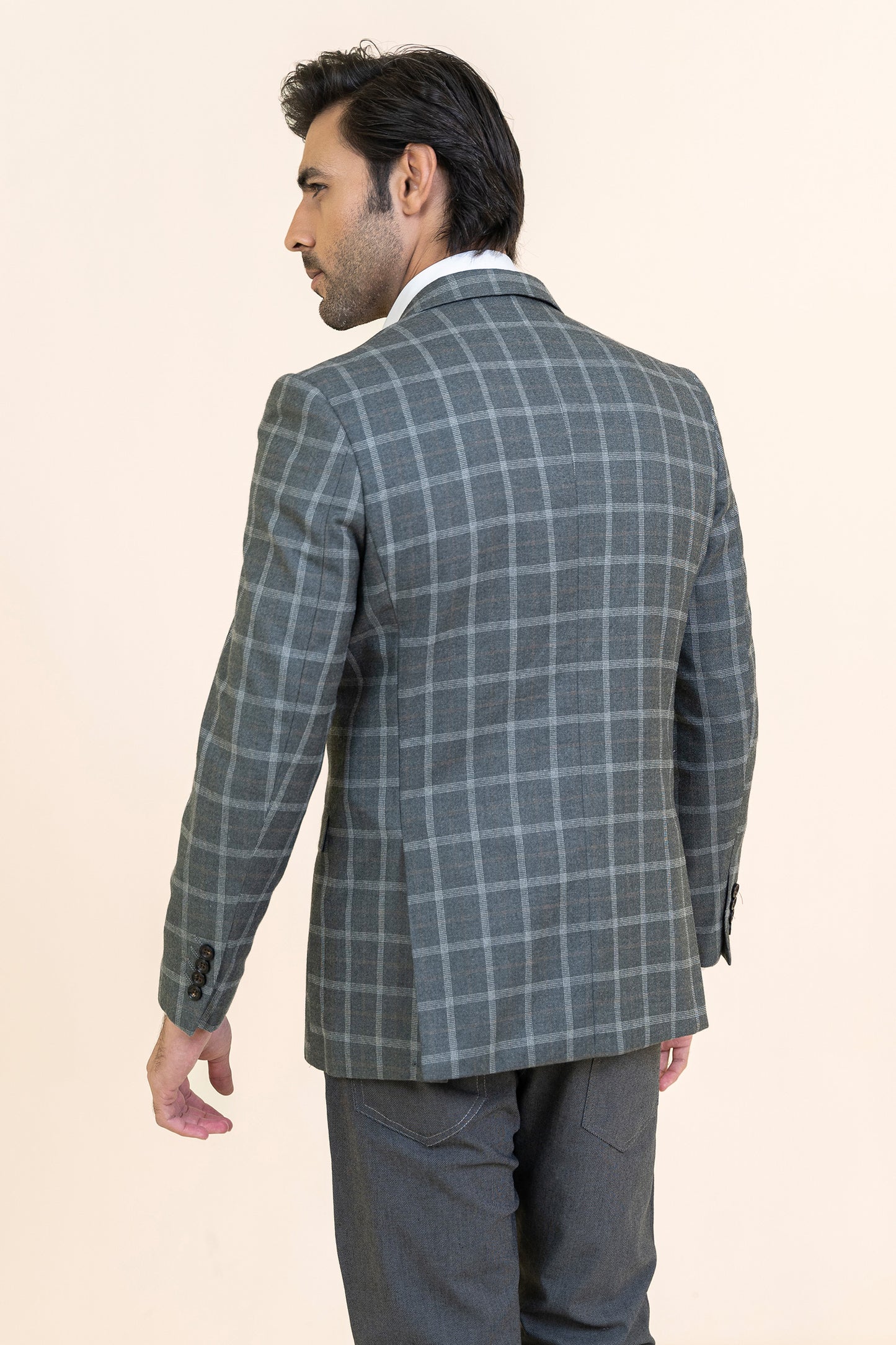 LIGHT GRAY COLOR TWEED COAT - CHECK– 9050-22