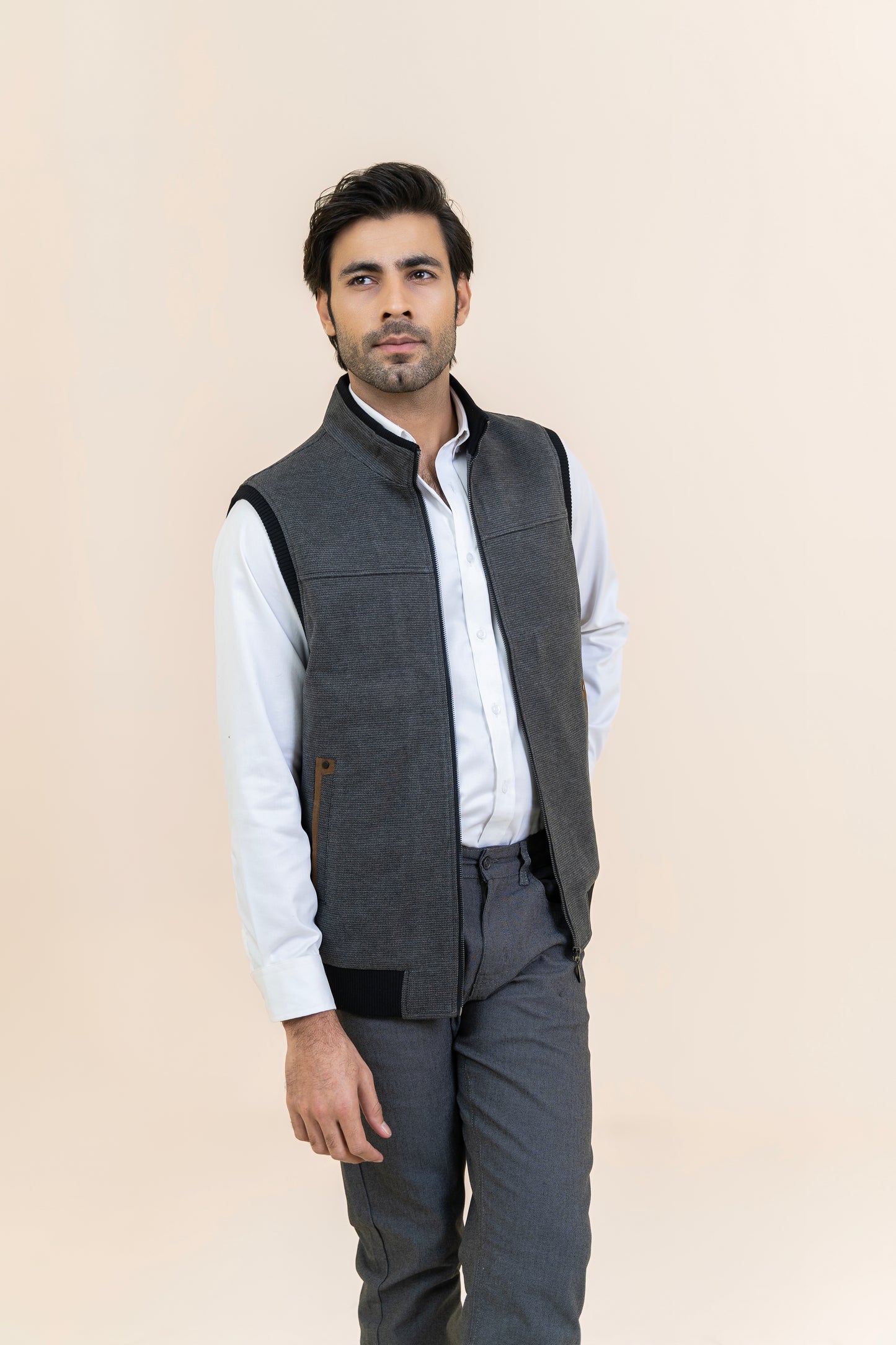 GRAY PREMIUM FABRIC JACKET - 82383