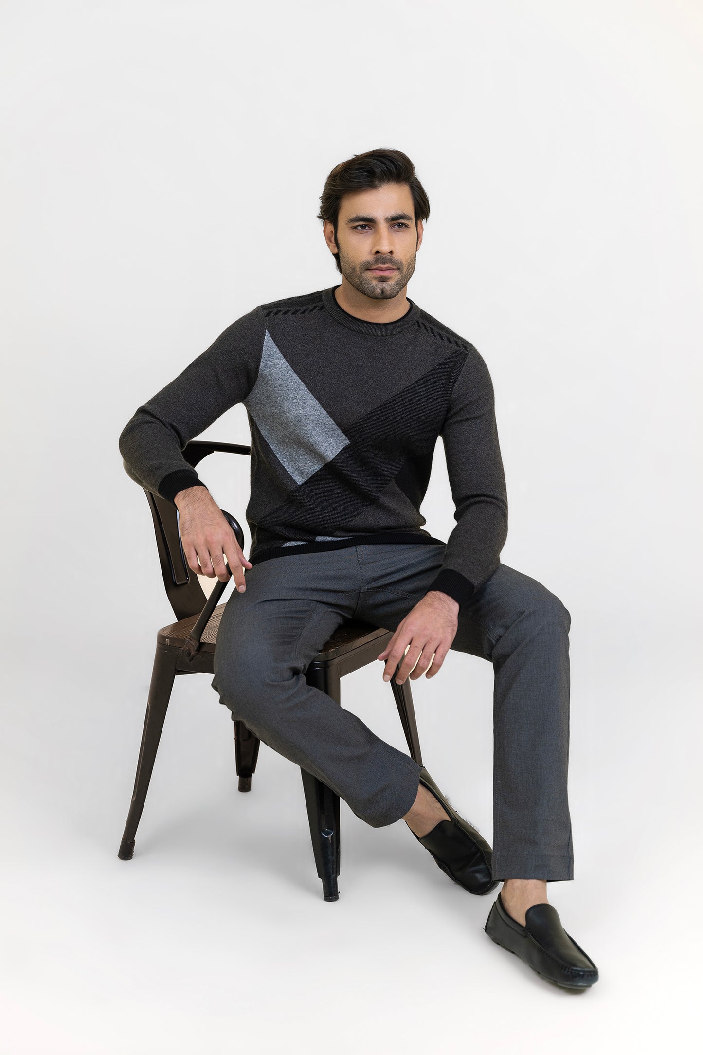 Gray Round Neck Sweater