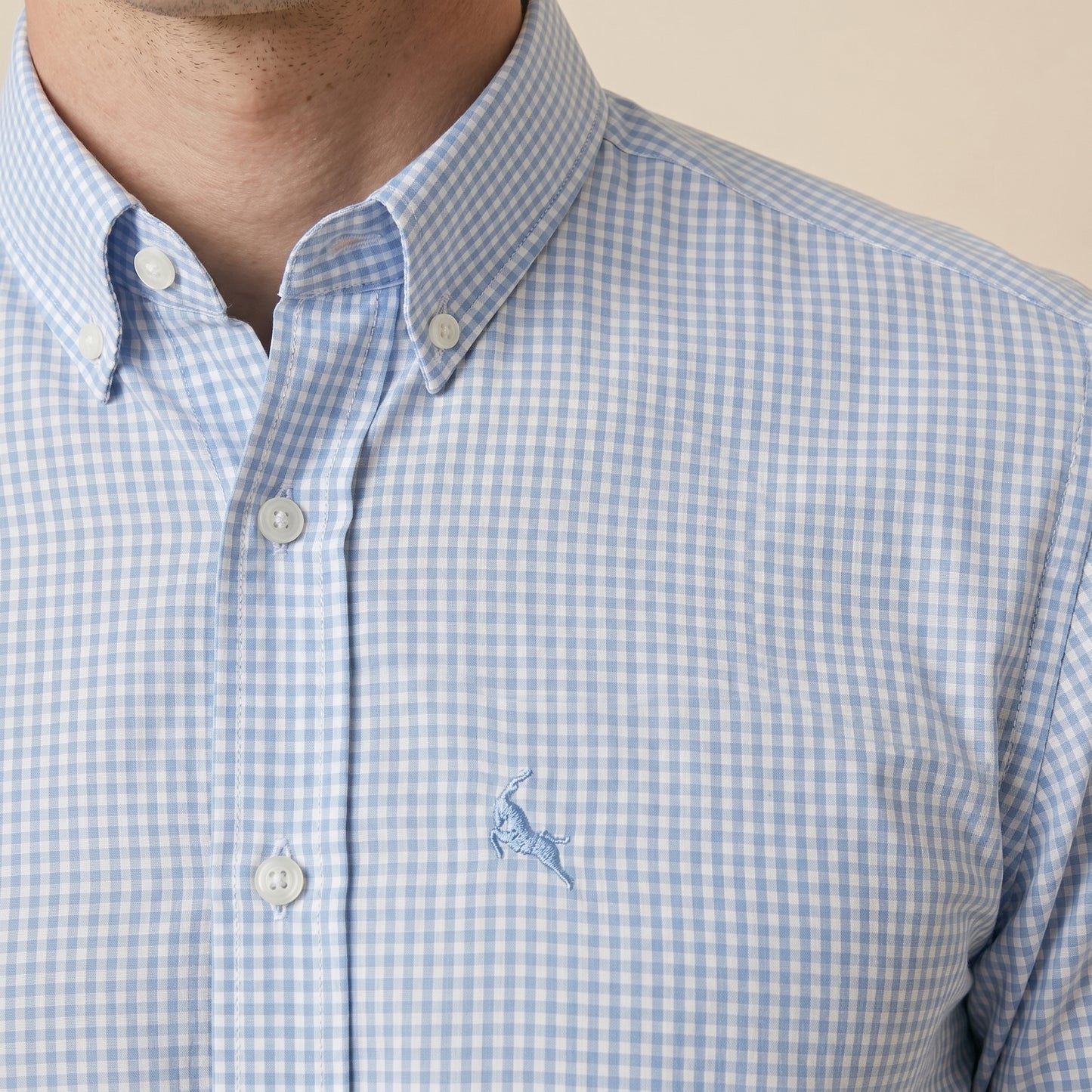 Sky Blue Check Casual Shirt - Premium Fabric