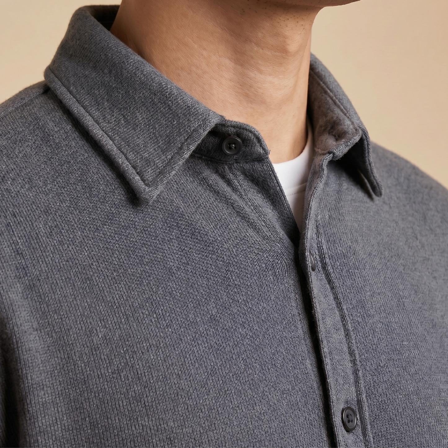 Charcole Rib Over Shirt - 100% Cotton Rib