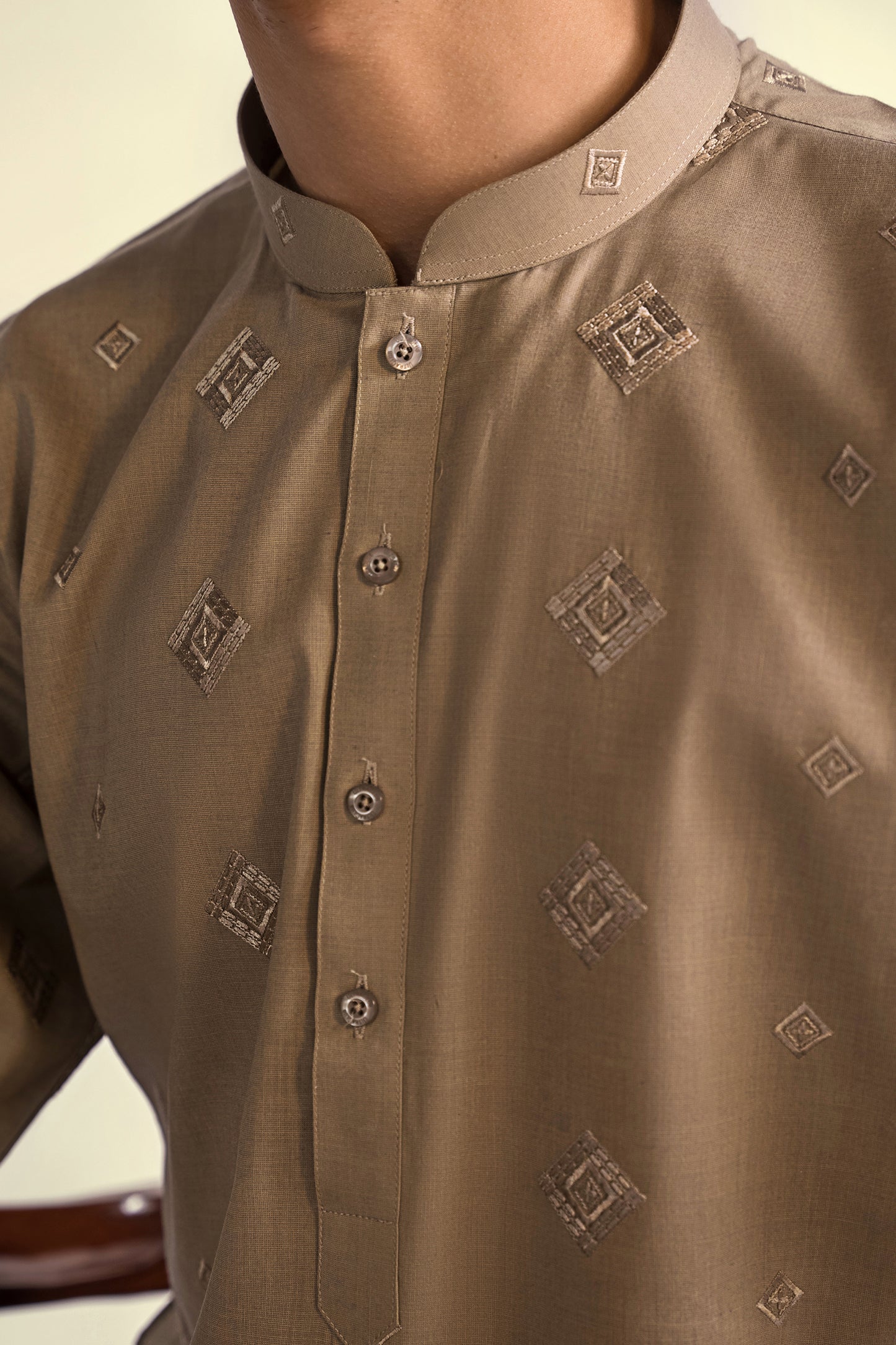 Takhleeq Light Brown Embroidered S-Suit SST3-2991