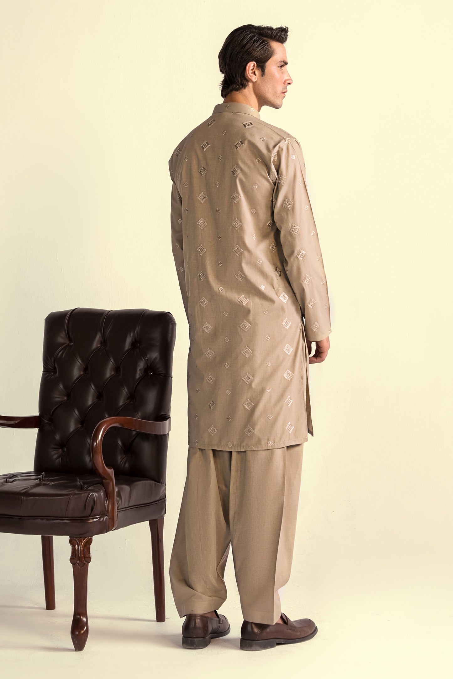 Takhleeq Light Brown Embroidered S-Suit SST3-2991