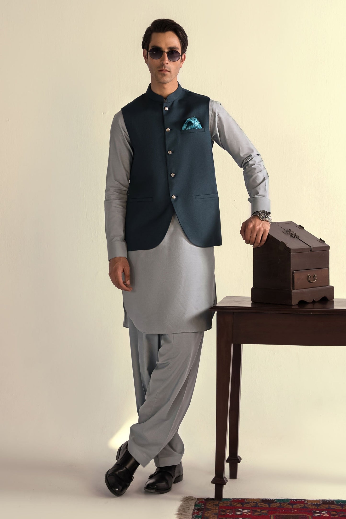 Takhleeq Teal Waist Coat WCT3