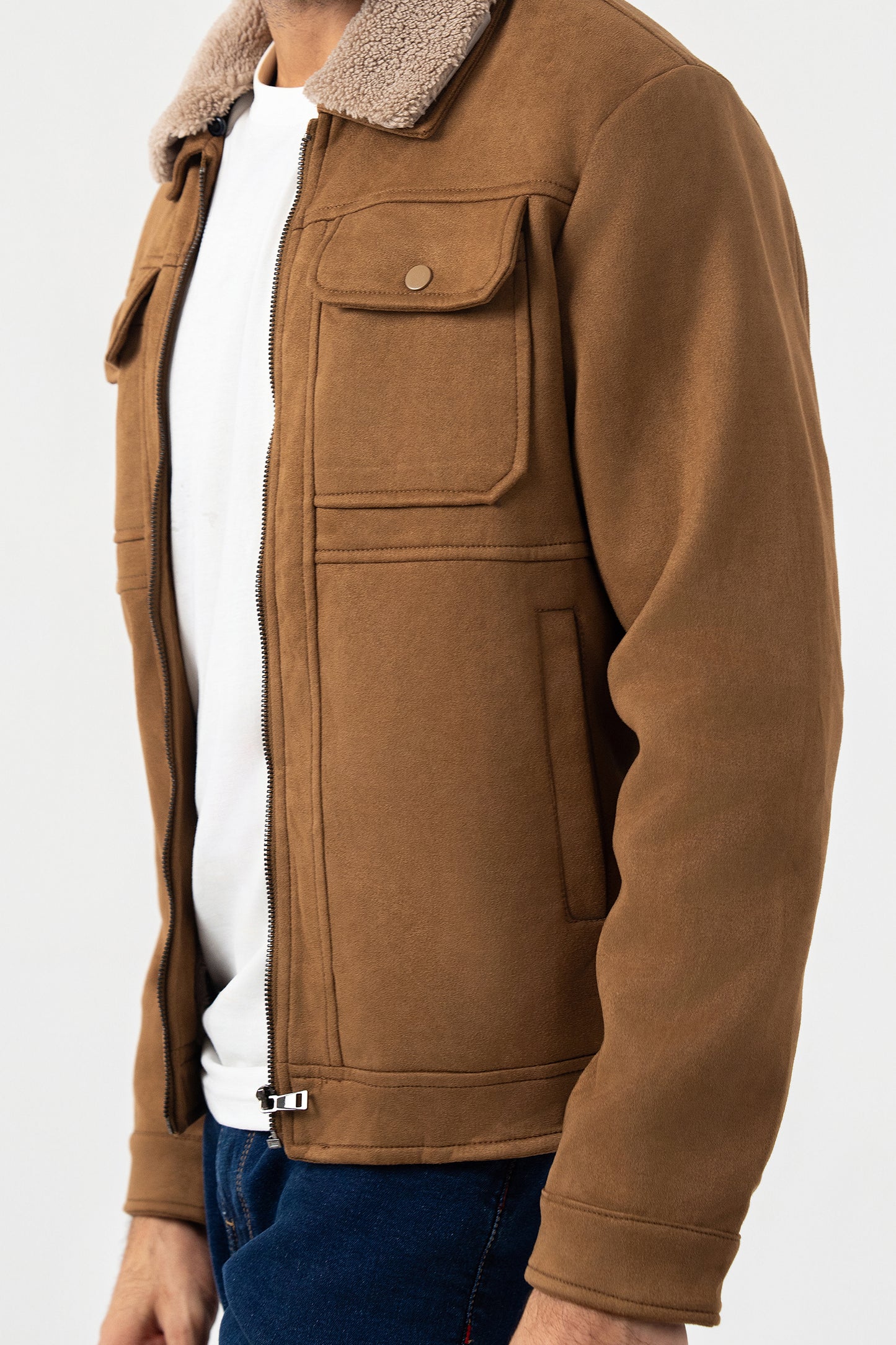 Brown Faux Suede Jacket