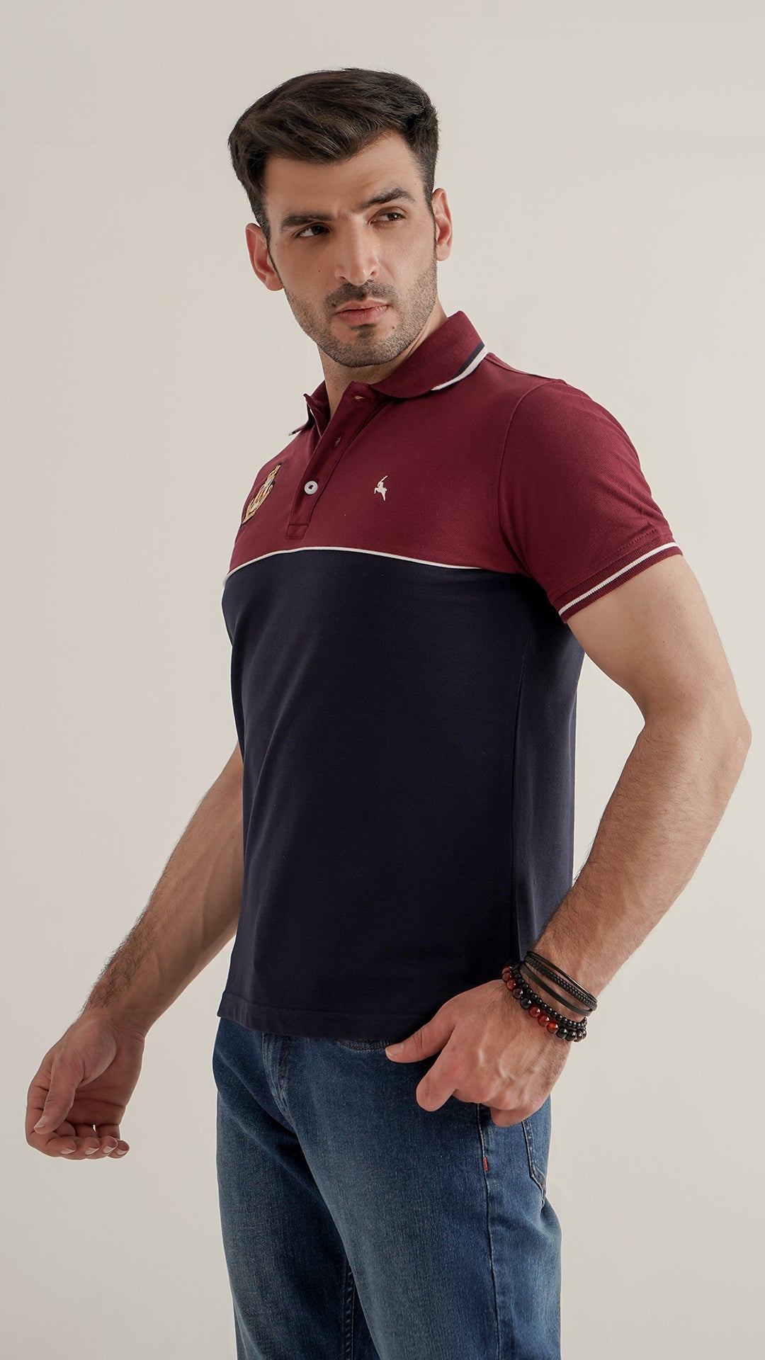 Markhor Maroon Navy Fashion Pique Polo
