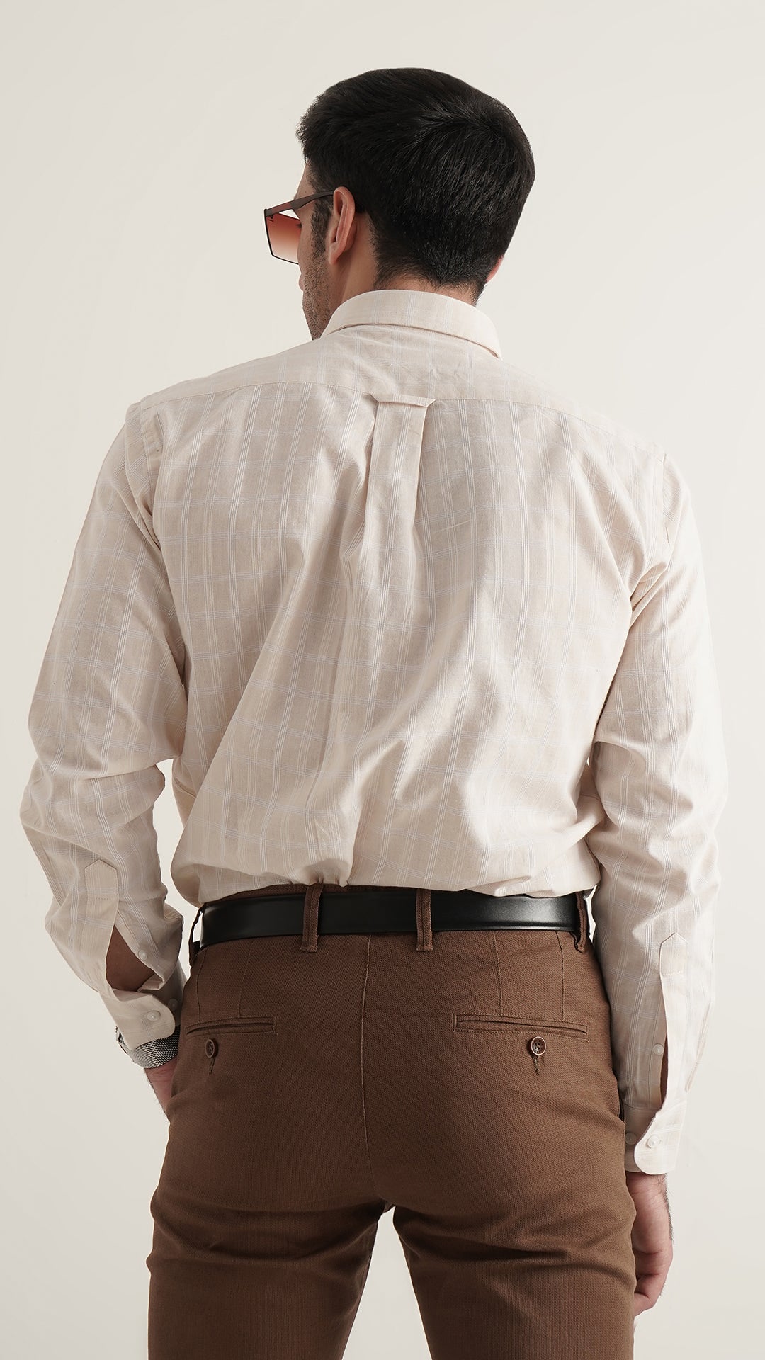 Markhor Off White Lining Wash N Wear Signature Casual Shirt