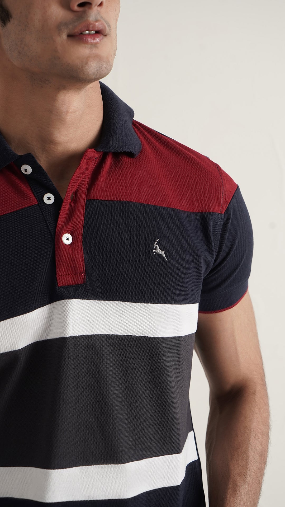 Markhor Navy Red Fashion Pique Polo