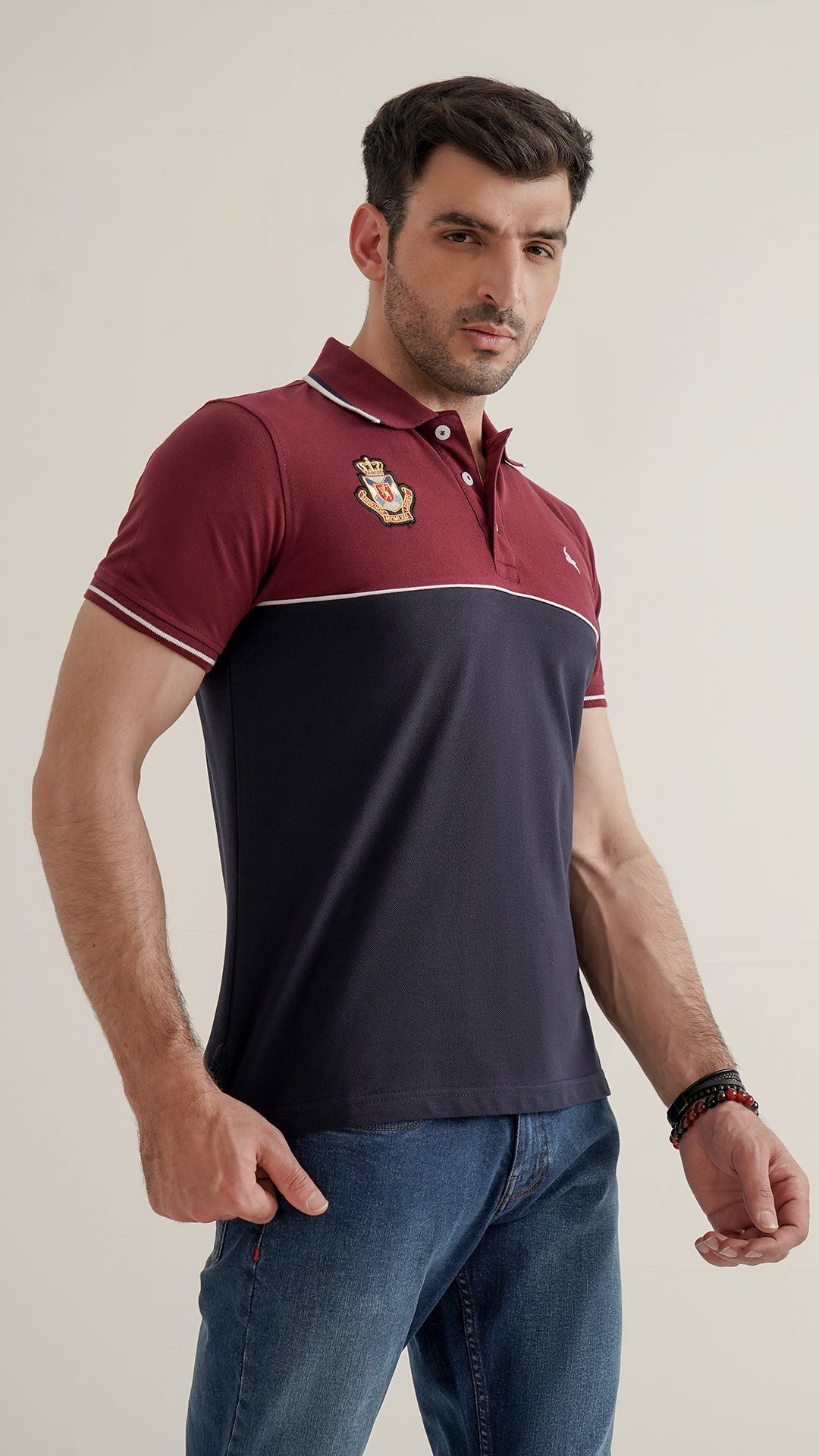 Markhor Maroon Navy Fashion Pique Polo