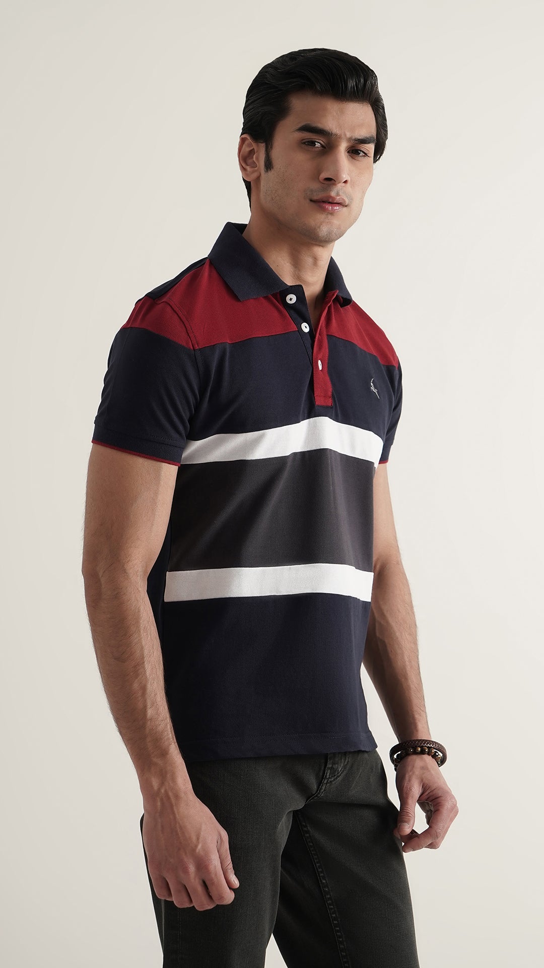 Markhor Navy Red Fashion Pique Polo