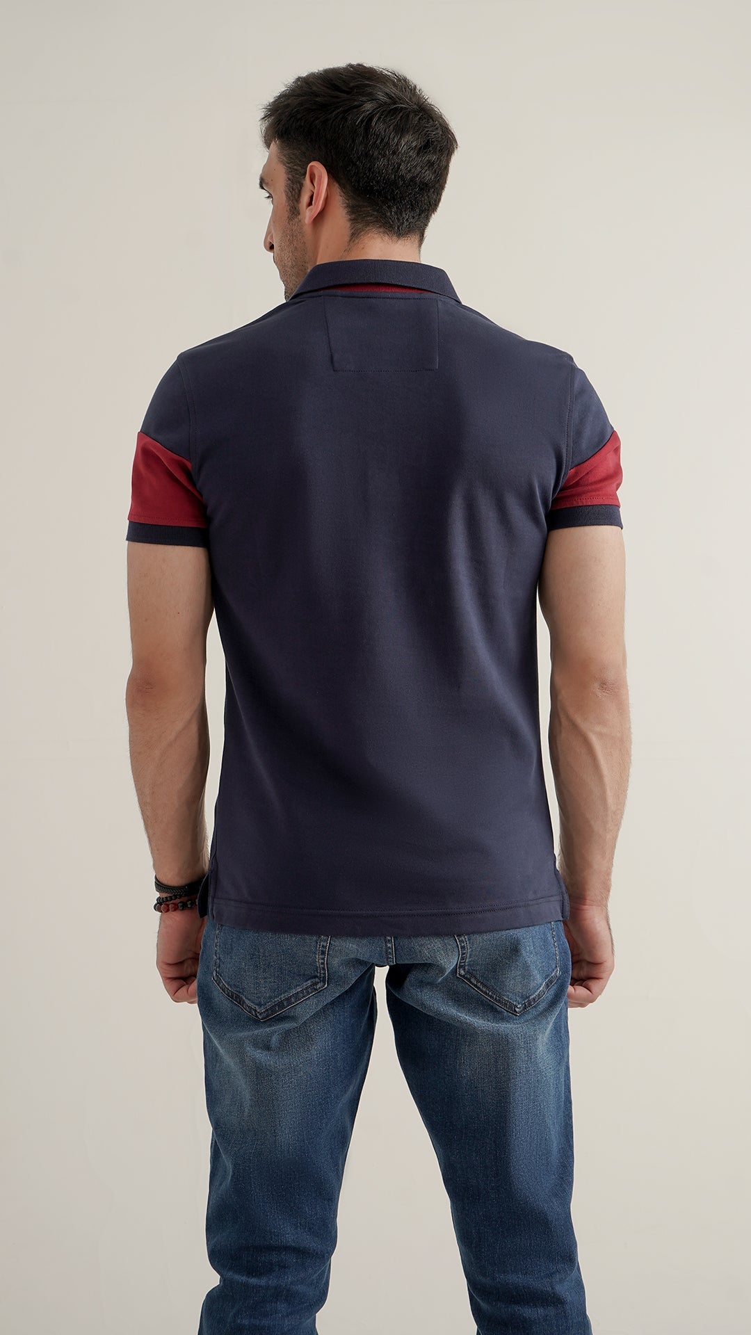 Markhor Navy, Maroon and White Fashion Interlock Polo