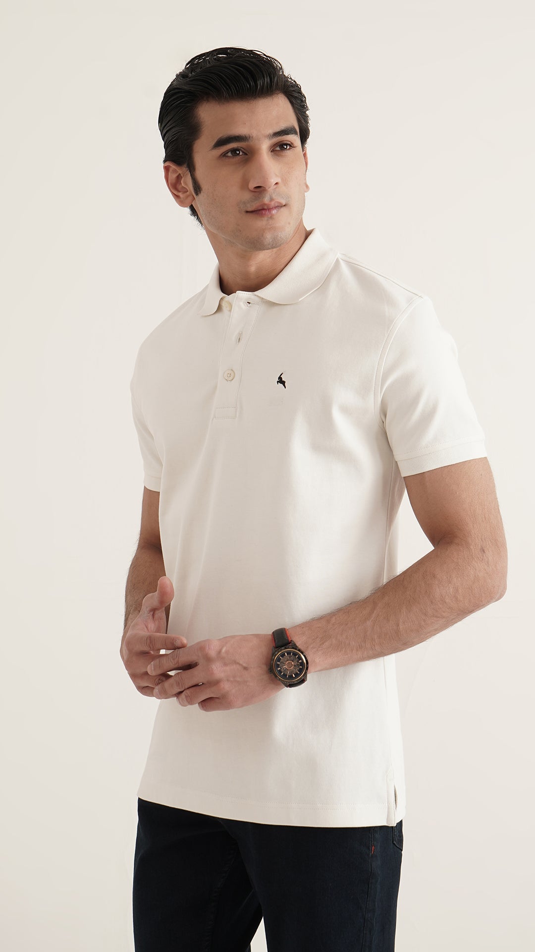 Markhor - Gold Series Off White Plain Interlock Polo