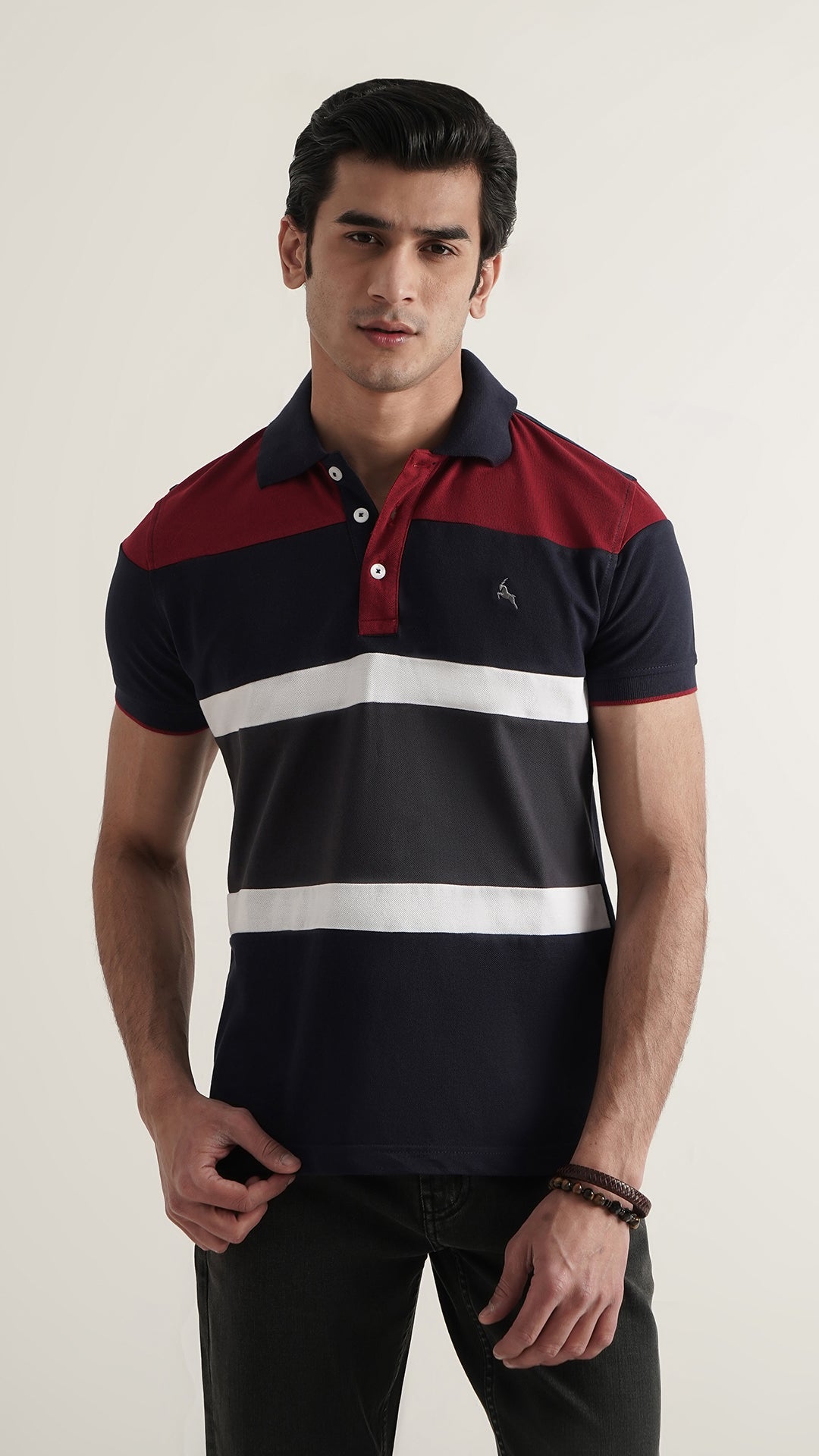 Markhor Navy Red Fashion Pique Polo