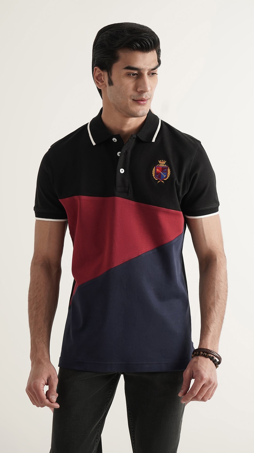 Markhor Black, Maroon and Navy Fashion Interlock Polo