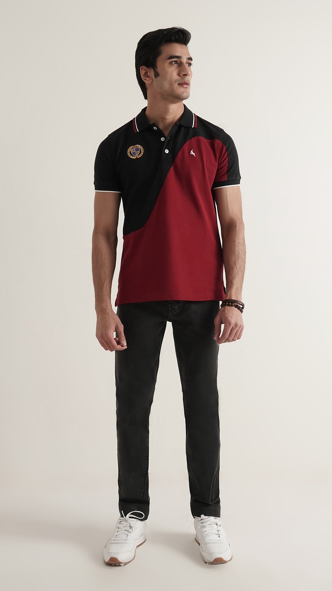 Markhor Black Maroon Fashion Pique Polo