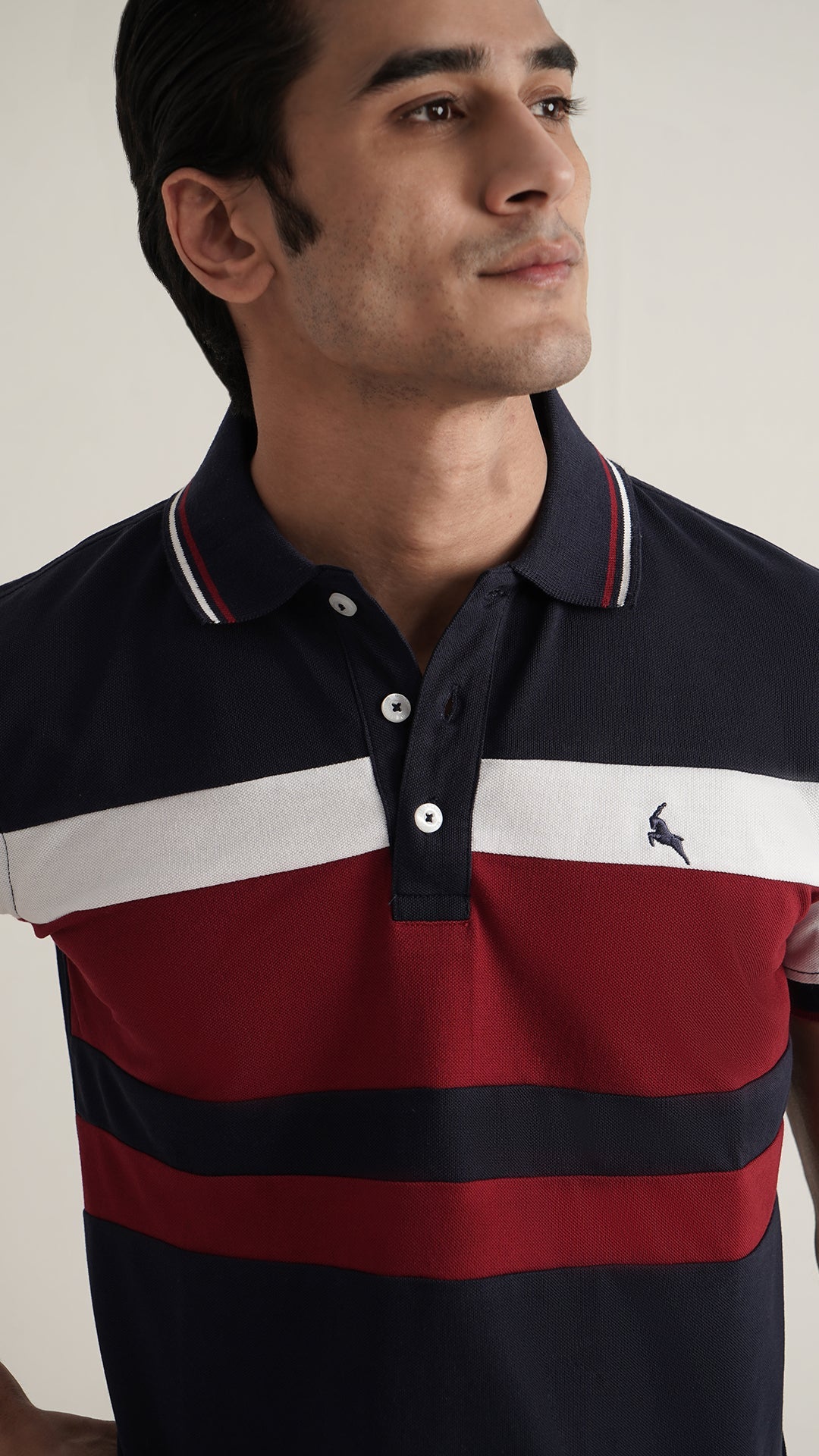 Markhor White Navy Fashion Pique Polo