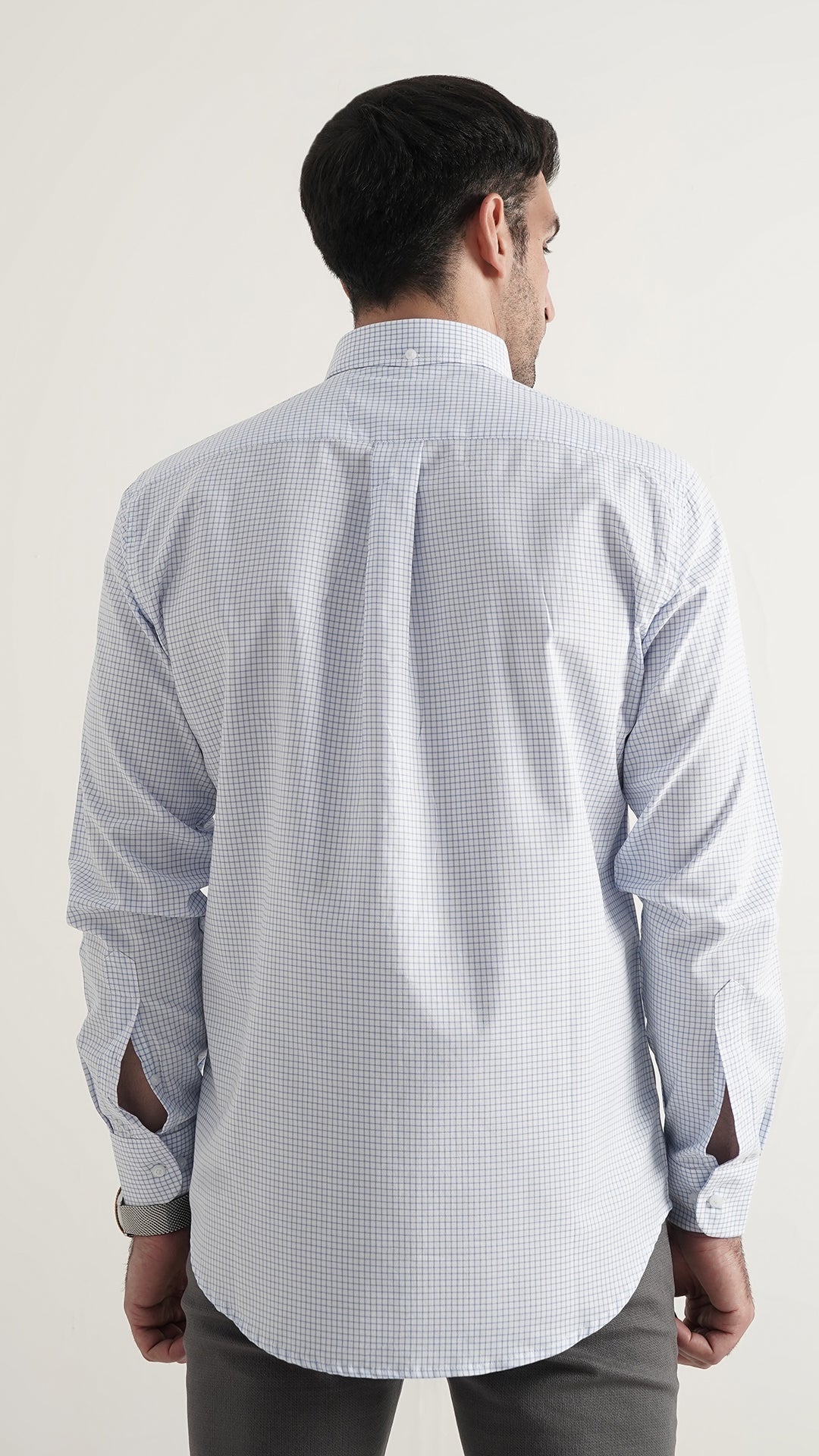Markhor Sky Check Wash N Wear Signature Casual Shirt