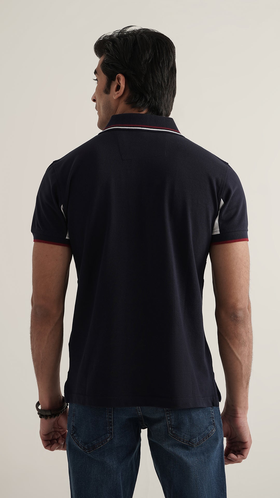 Markhor White Navy Fashion Pique Polo