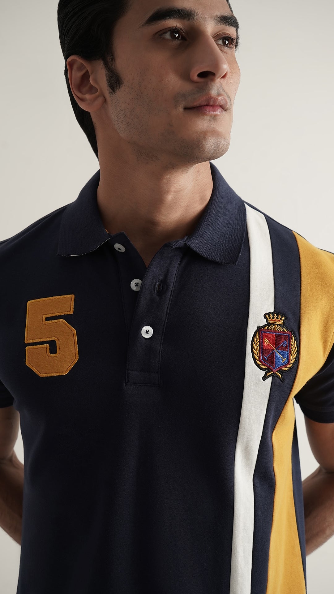 Markhor Navy Yellow and White Fashion Interlock Polo