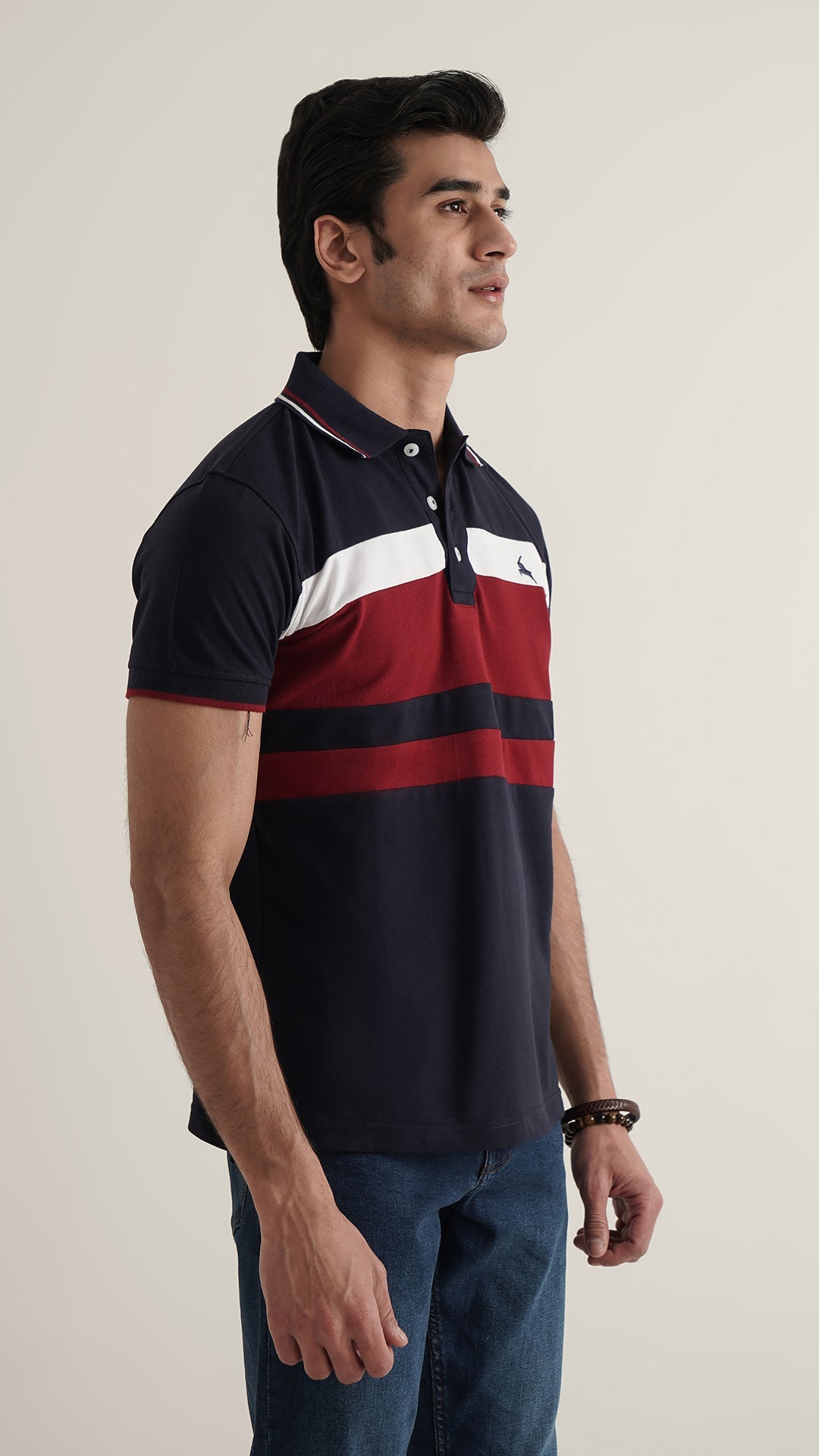 Markhor White Navy Fashion Pique Polo