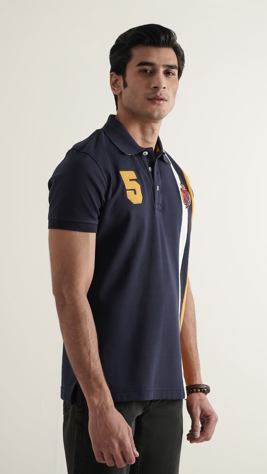 Markhor Navy Yellow and White Fashion Interlock Polo