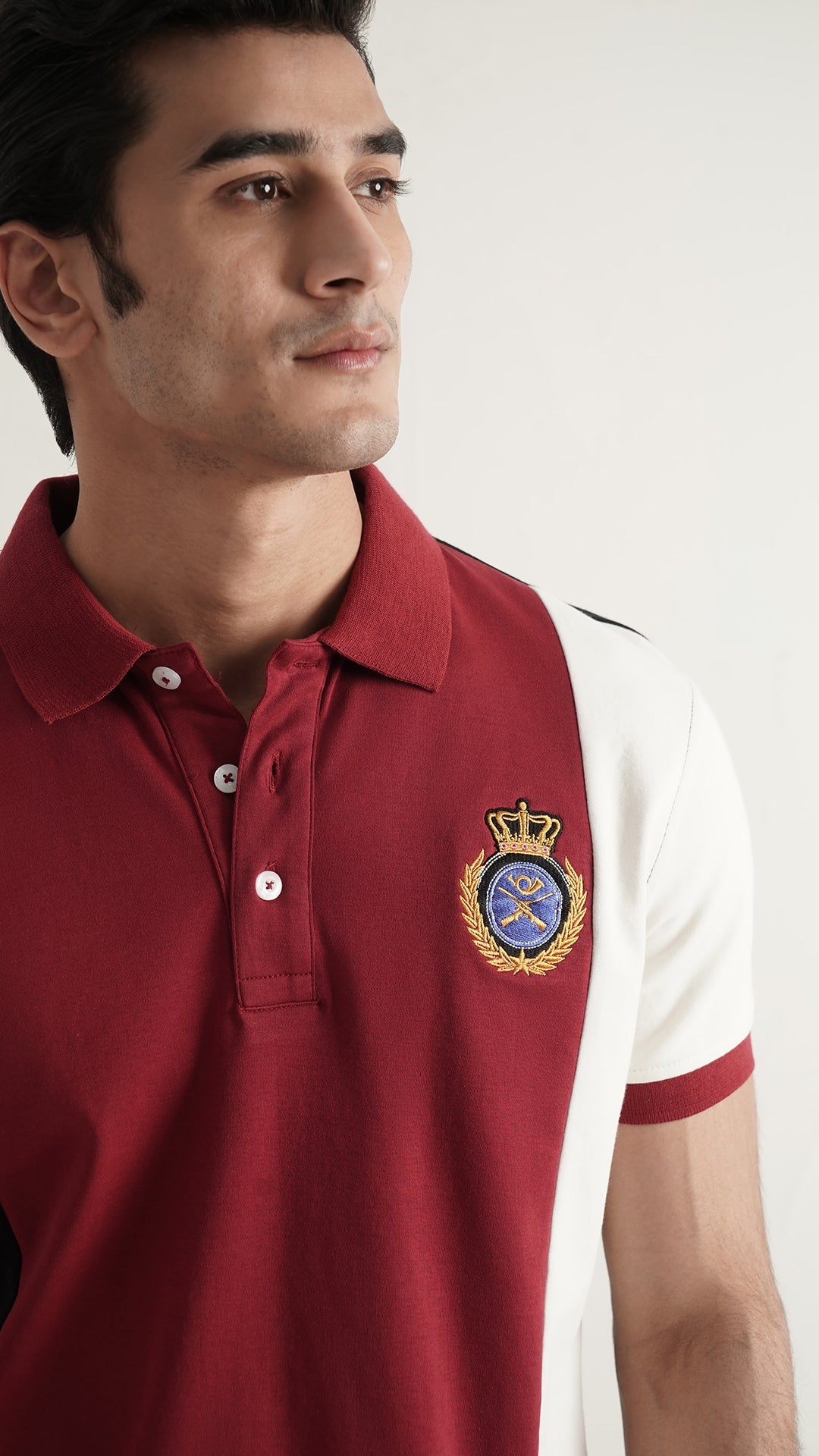 Markhor Dark Red, Black and White Fashion Interlock Polo
