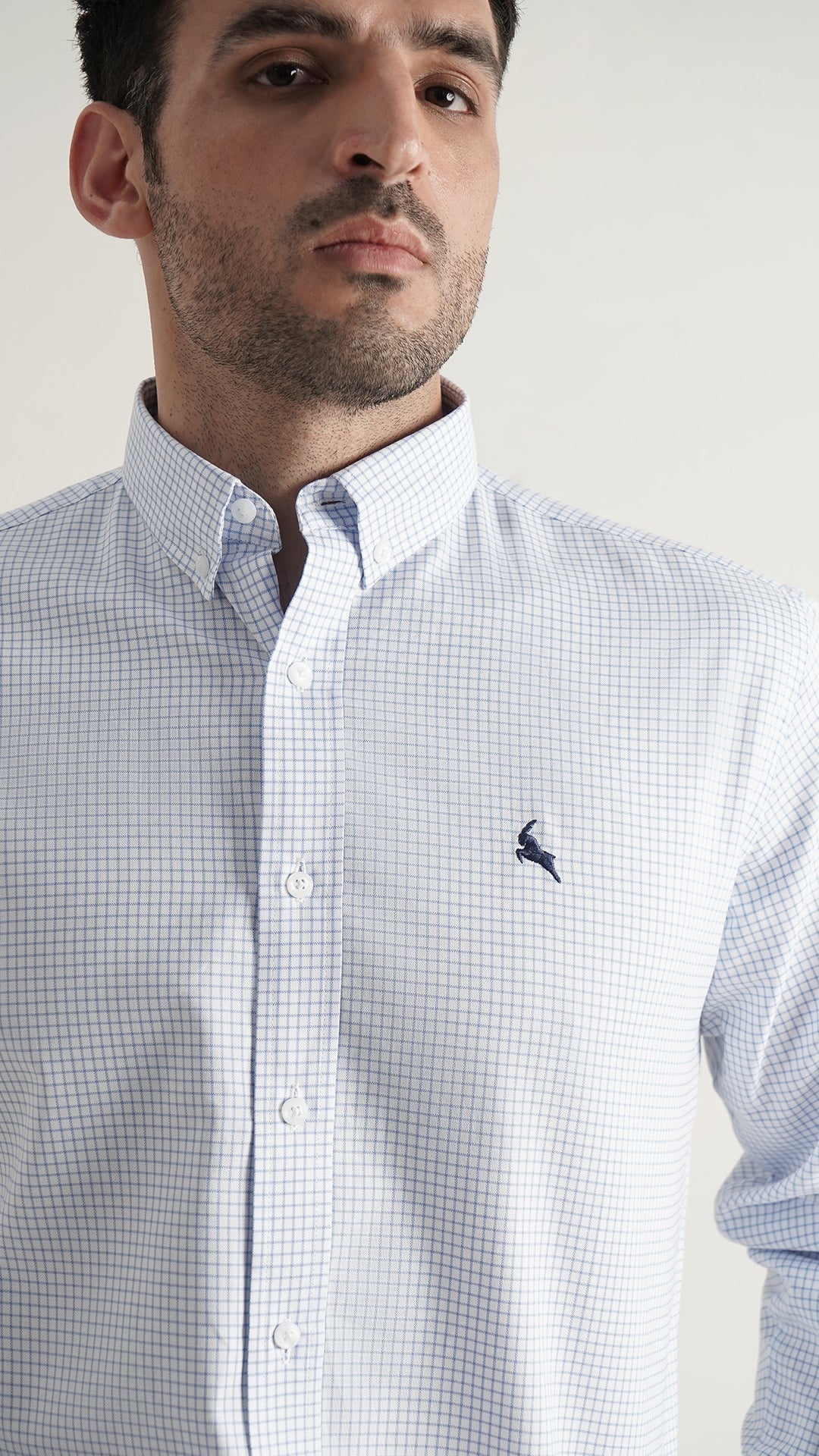 Markhor Sky Check Wash N Wear Signature Casual Shirt