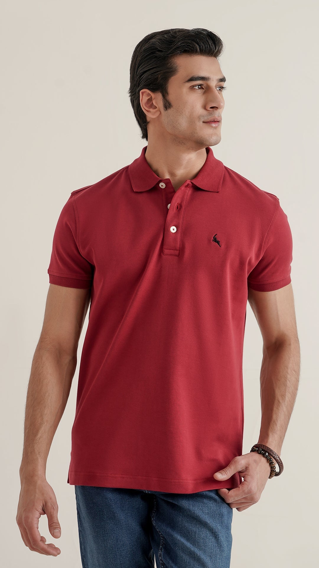 Markhor - Gold Series Dark Red Plain Interlock Polo