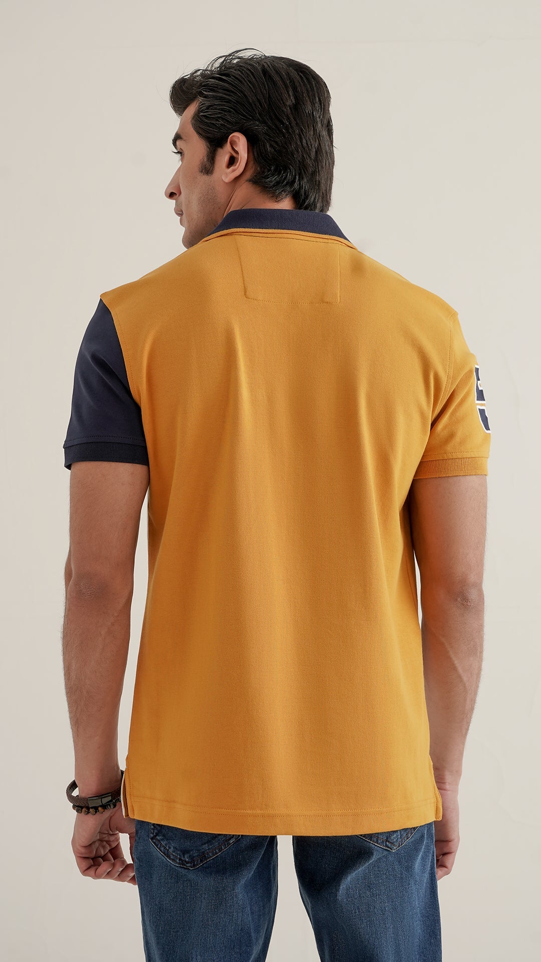 Markhor Navy Yellow and White Fashion Interlock Polo