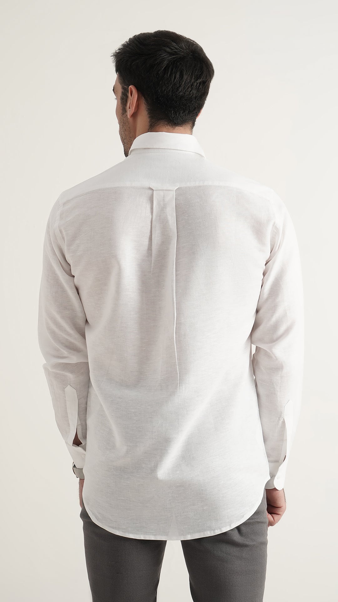 Markhor White Plain Linen Signature Casual Shirt