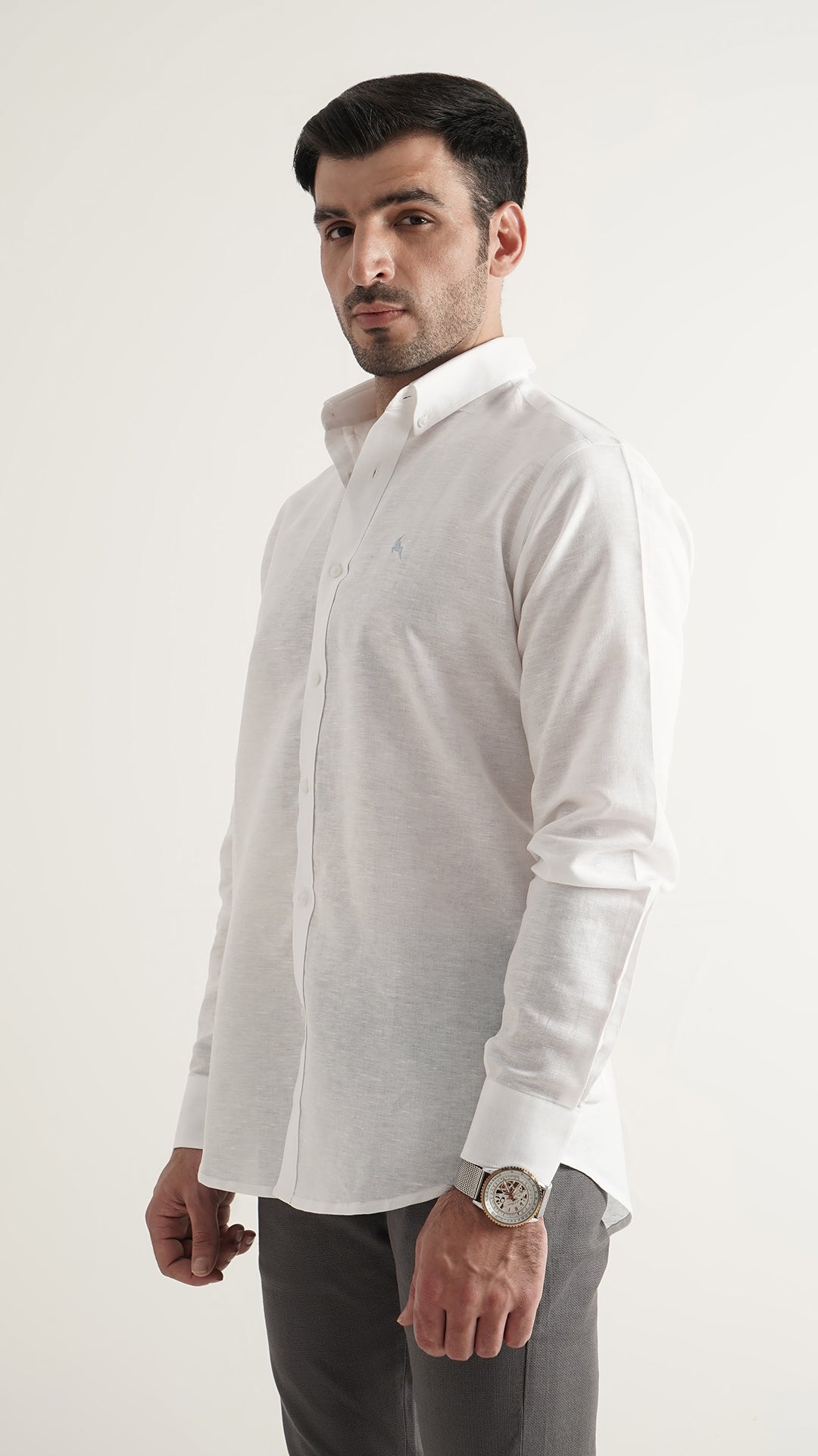 Markhor White Plain Linen Signature Casual Shirt