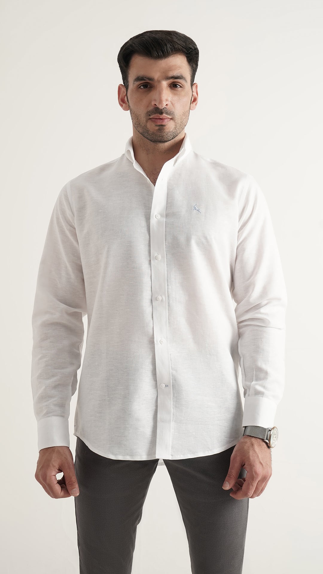Markhor White Plain Linen Signature Casual Shirt