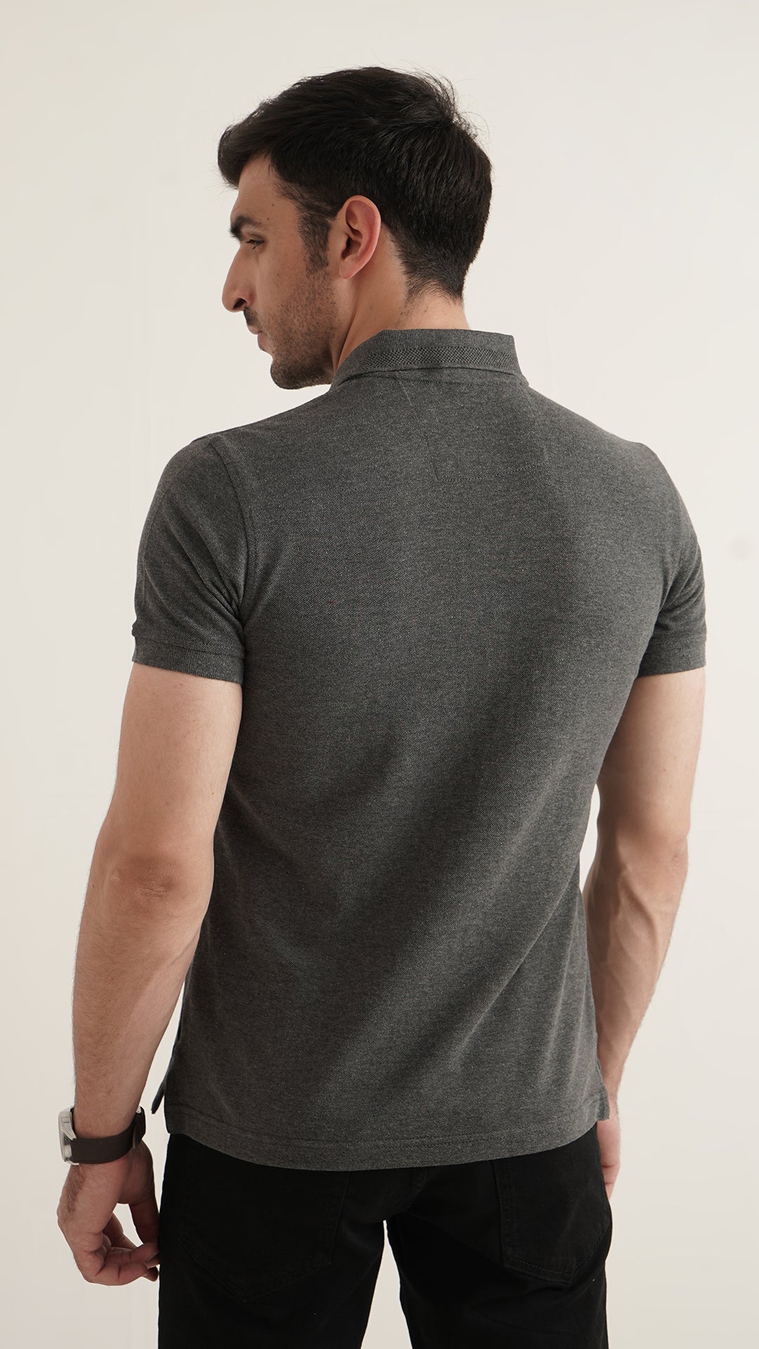 Markhor Charcole Gray Plain Pique Polo