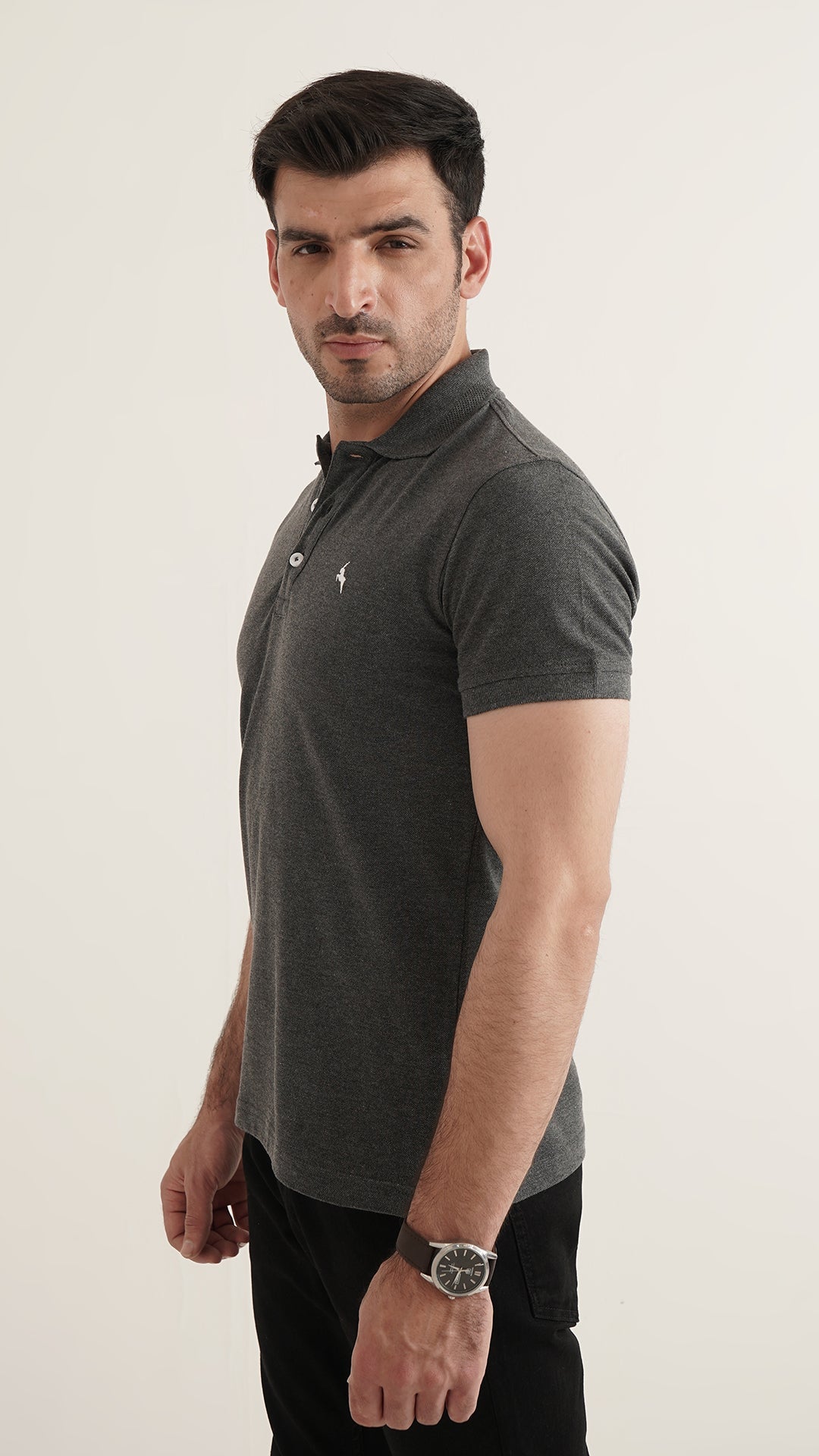 Markhor Charcole Gray Plain Pique Polo