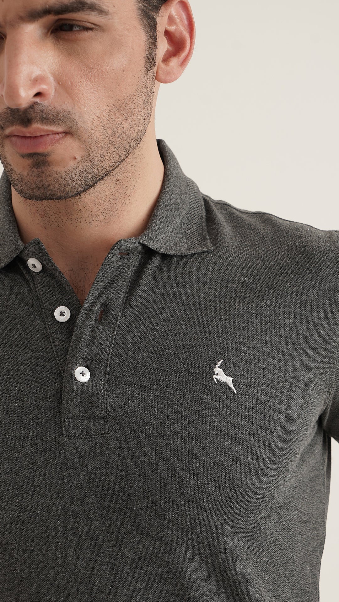 Markhor Charcole Gray Plain Pique Polo