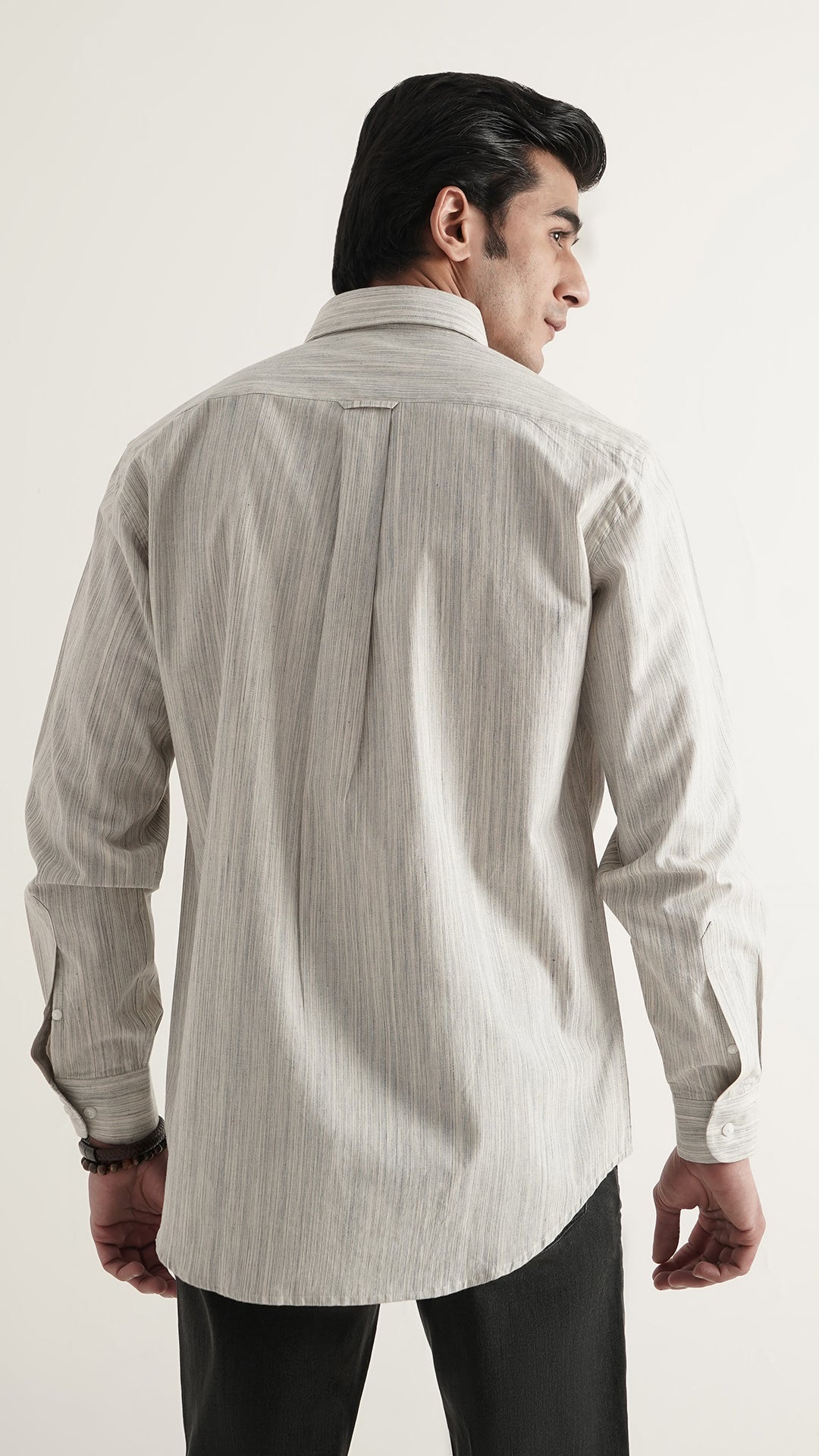 Markhor Off White Lining Wash N Wear Signature Casual Shirt