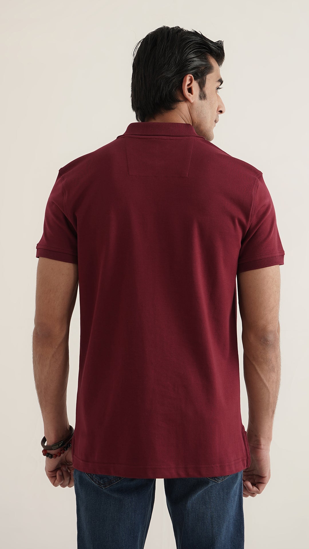 Markhor - Gold Series Maroon Plain Interlock Polo