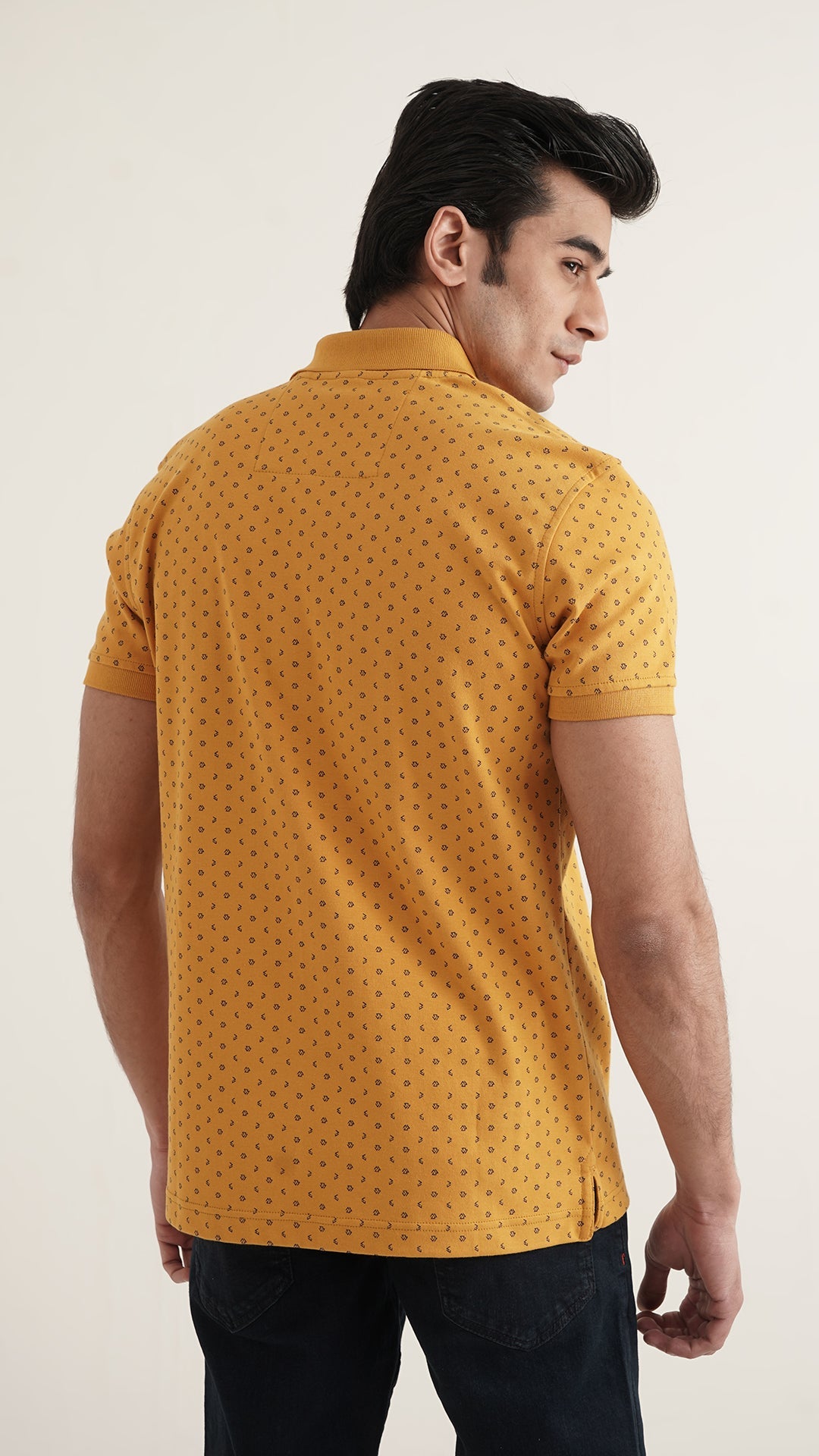 Markhor - Gold Series Yellow Print Interlock Polo