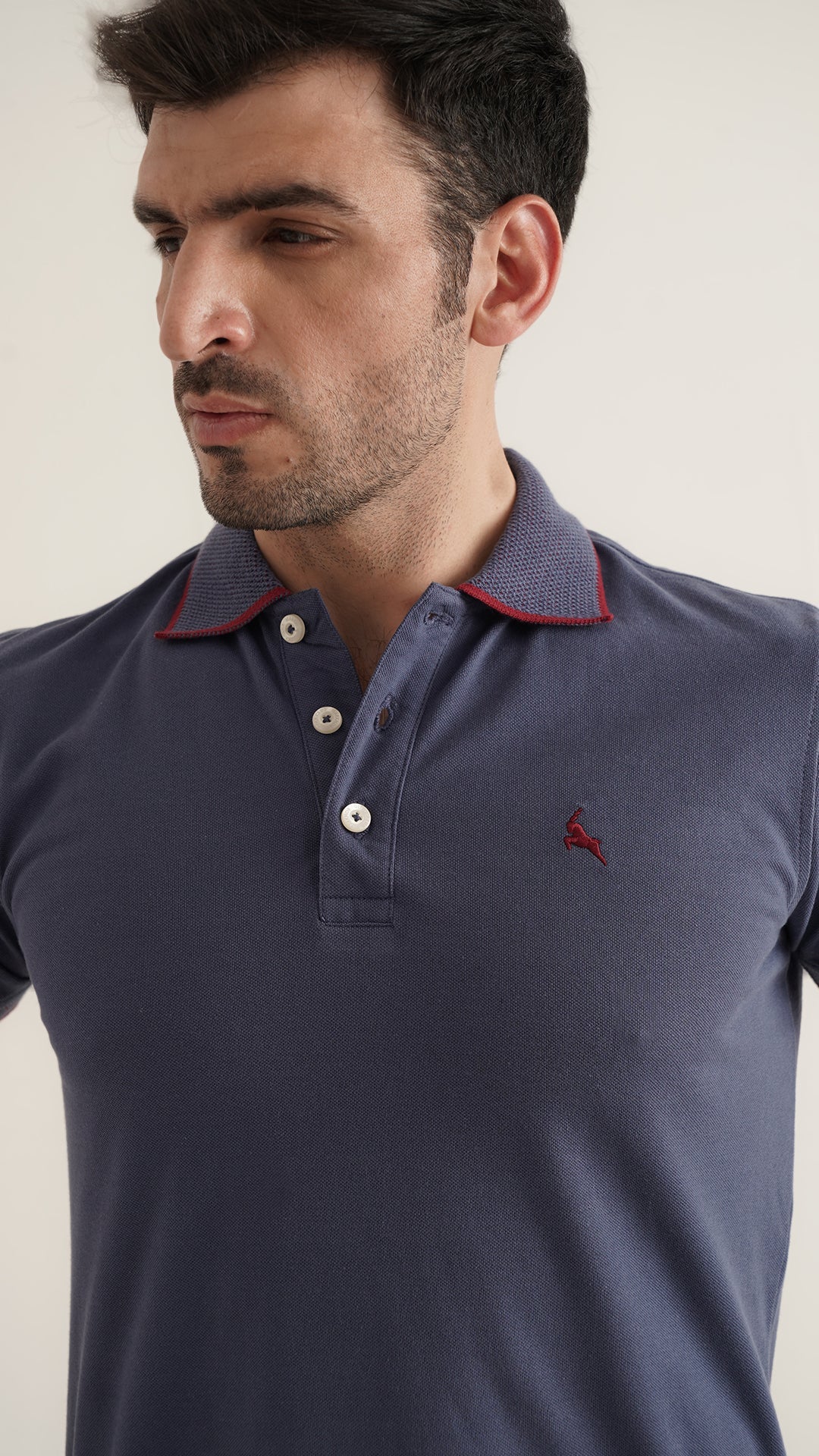Markhor Teal Plain Pique Polo Jacquard Collar