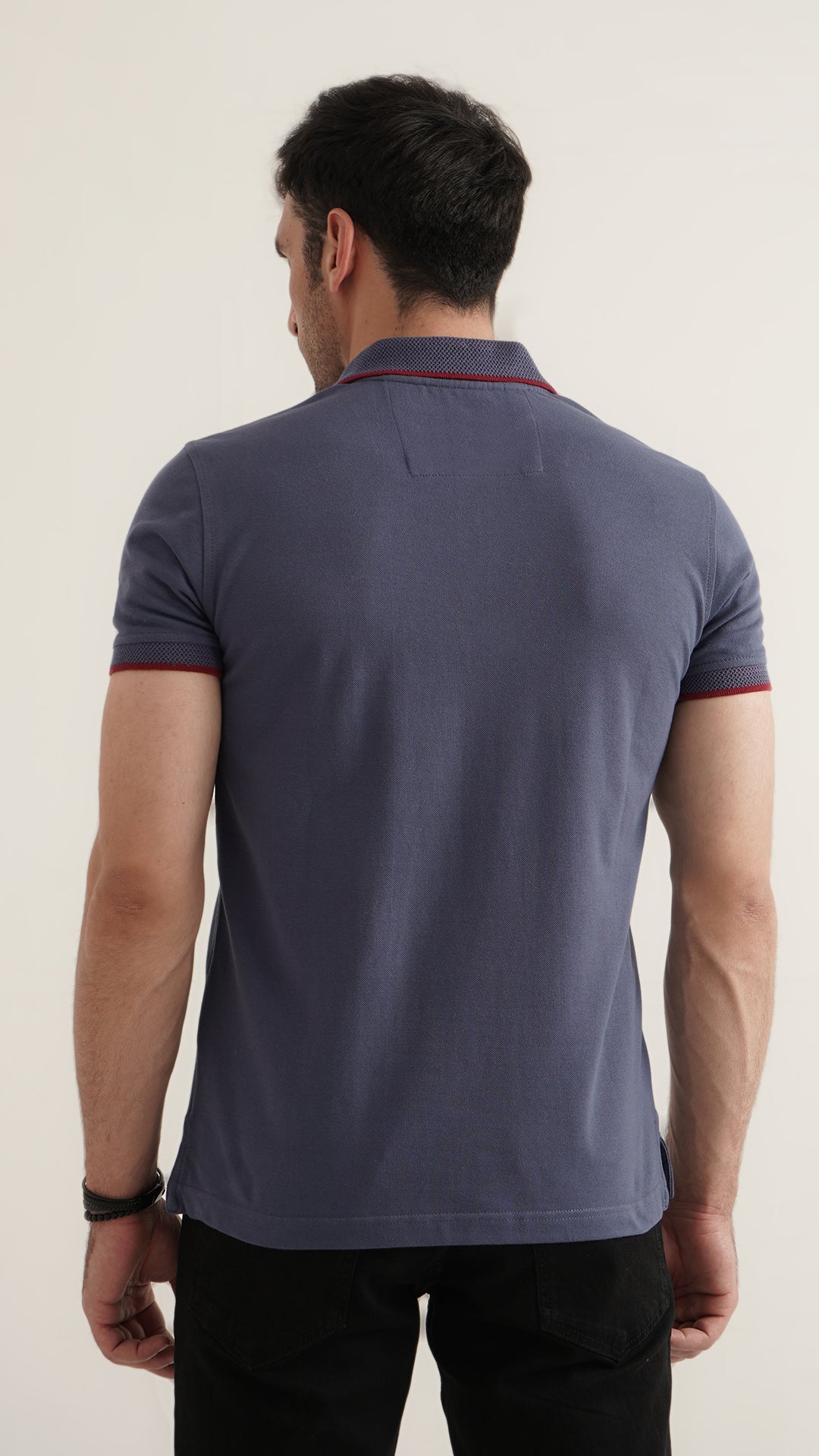 Markhor Teal Plain Pique Polo Jacquard Collar