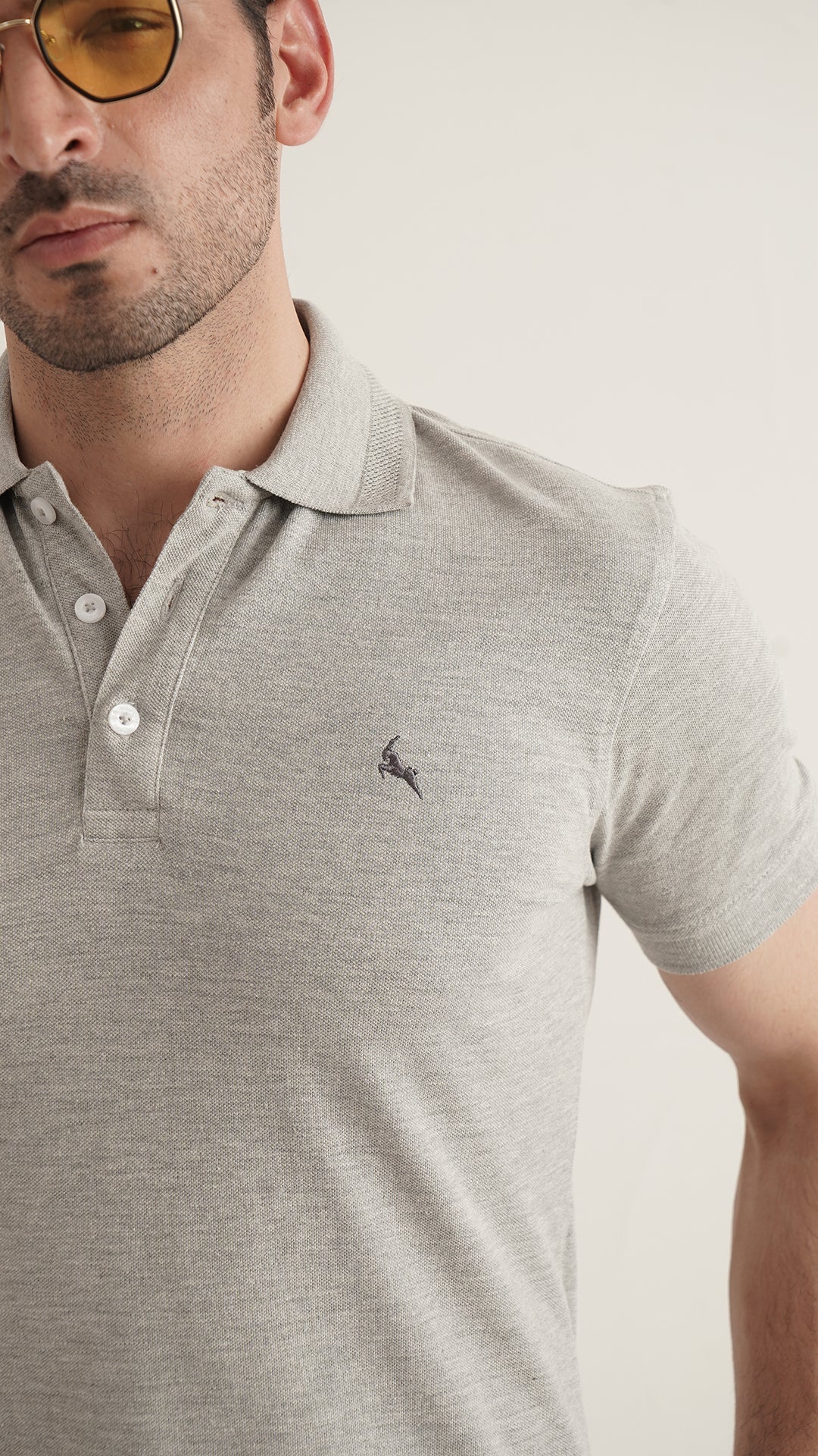 Markhor Heather Grey Plain Pique Polo