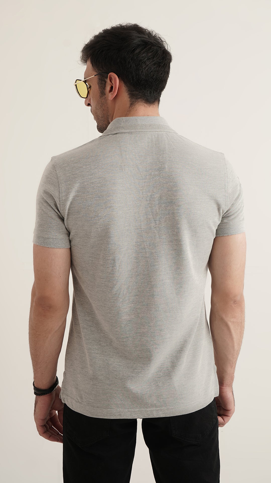Markhor Heather Grey Plain Pique Polo