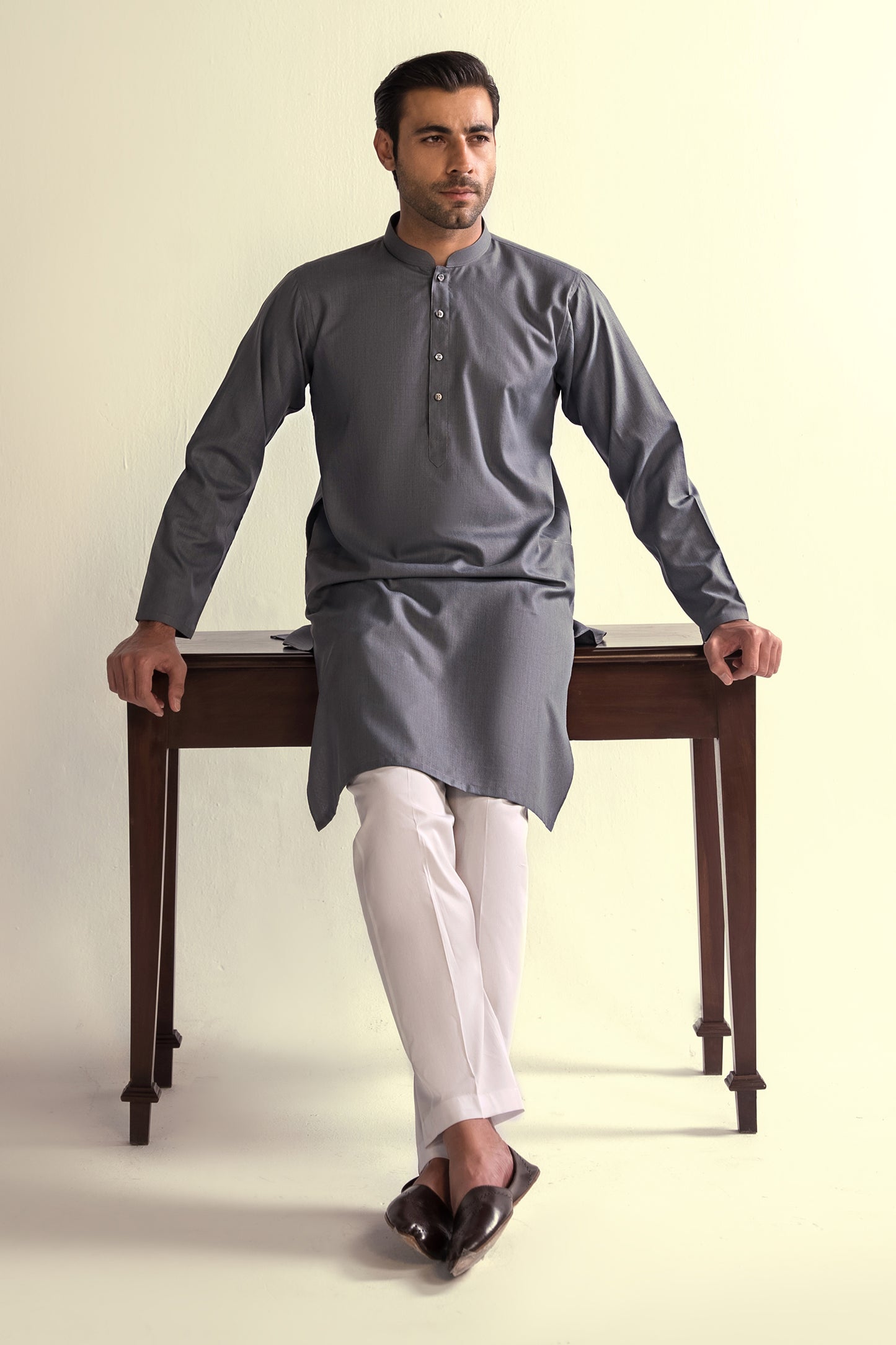 Takhleeq Steel Gray Kurta KUT3-8741