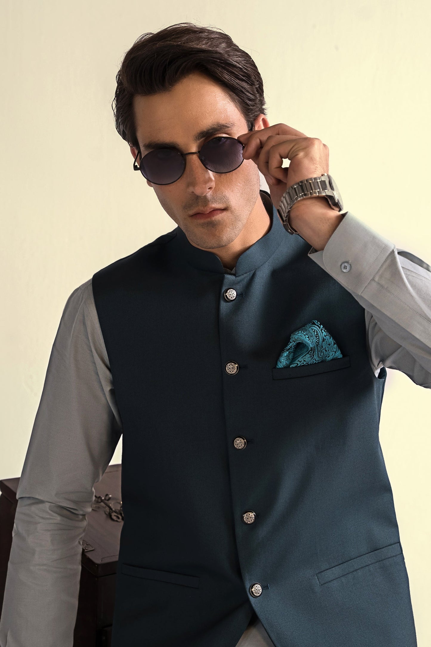 Takhleeq Teal Waist Coat WCT3