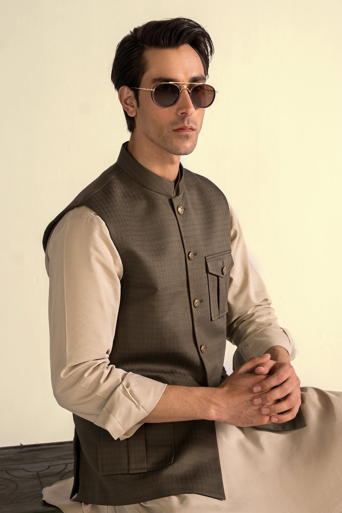 Takhleeq Olive Green Waist Coat WCT3