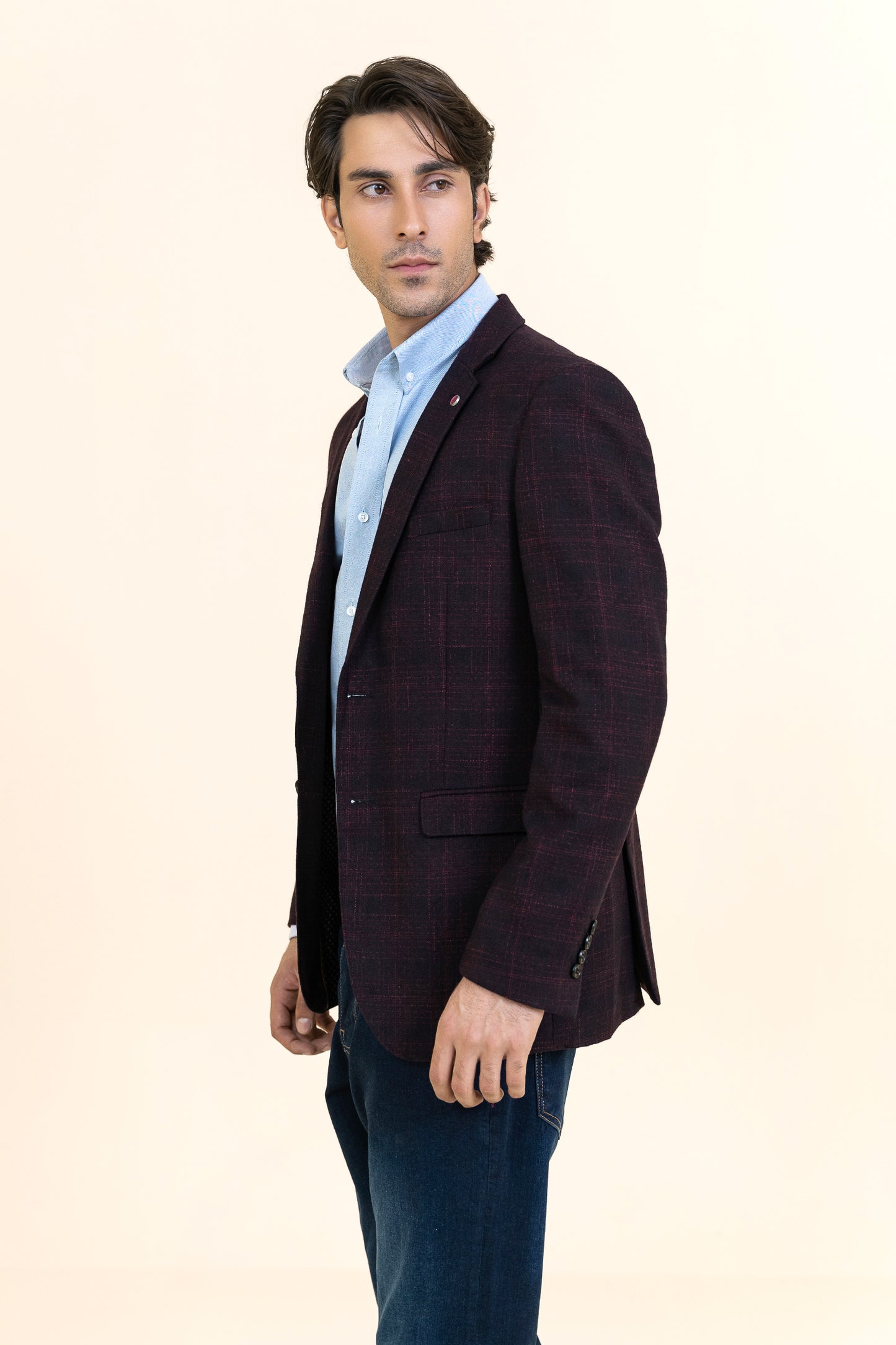 MAROON COLOR TWEED COAT - SELF DESIGN – 9061-14